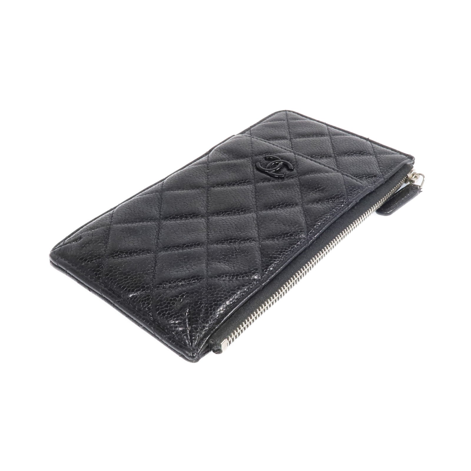 CHANEL 【激減優惠】牛皮皮革Phone Zipper Wallet銀扣長錢包