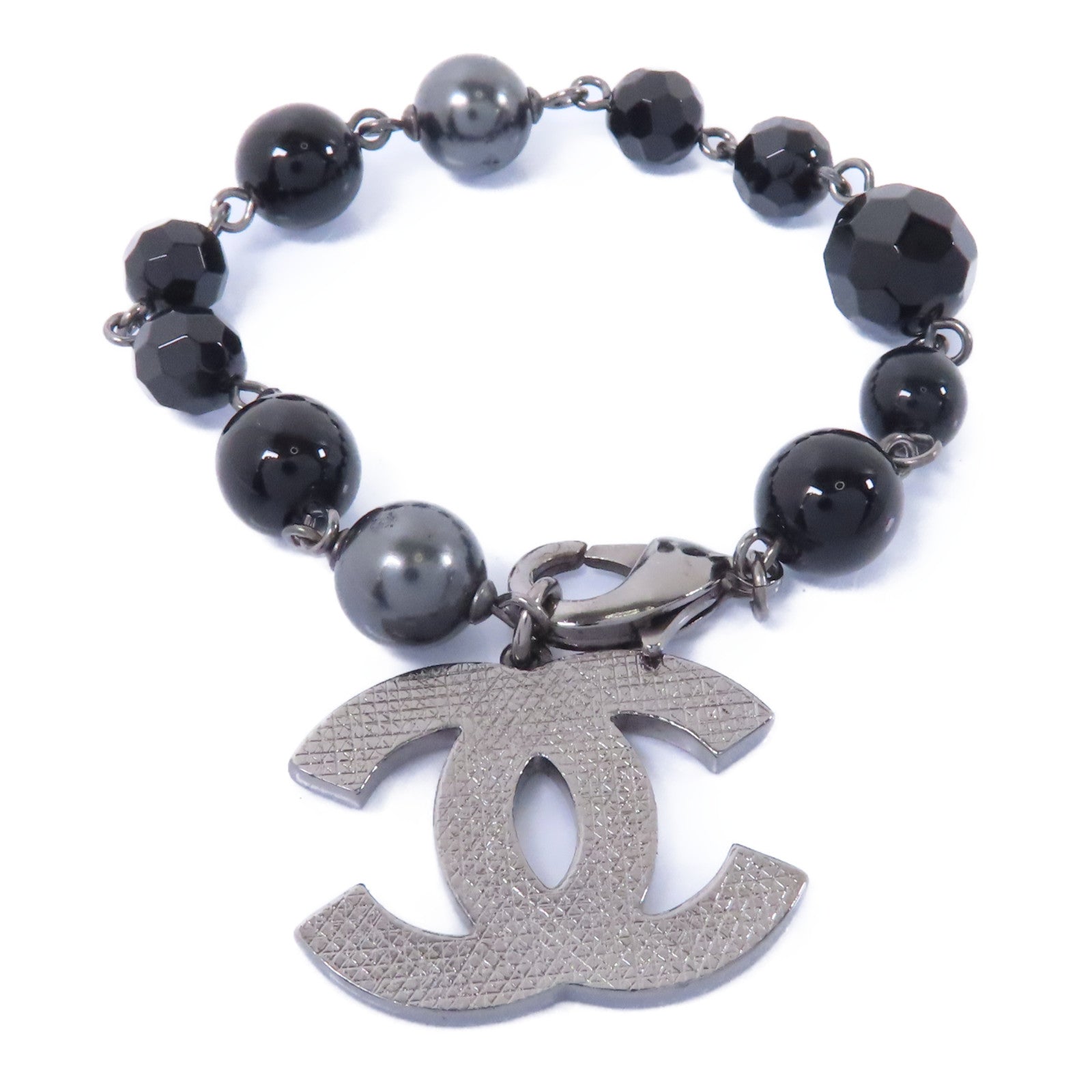 CHANEL PVC/金屬Bracelet手鏈黑色/銀色