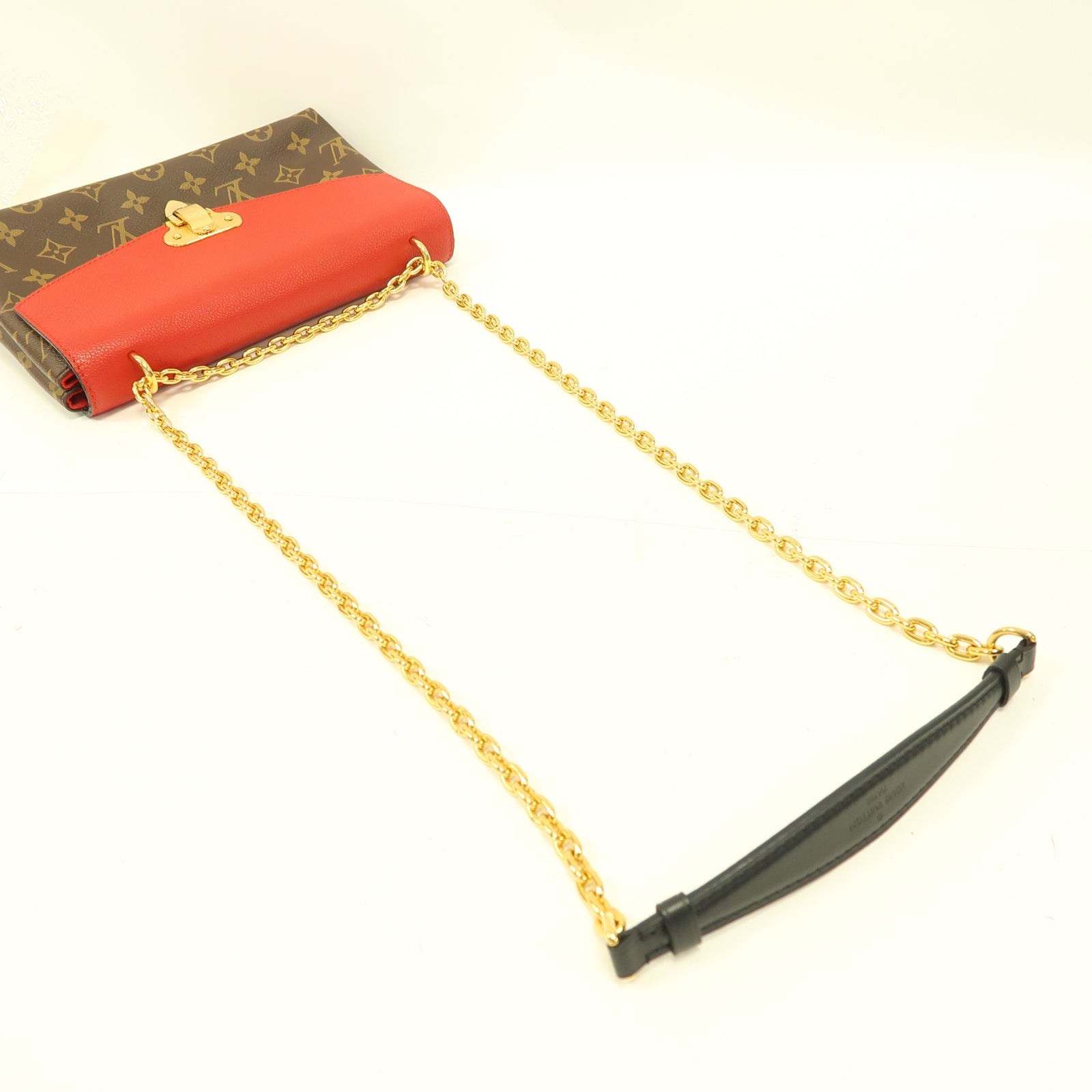 LOUIS VUITTON Monogram Saint Placide金扣鏈帶肩背袋啡色/紅色
