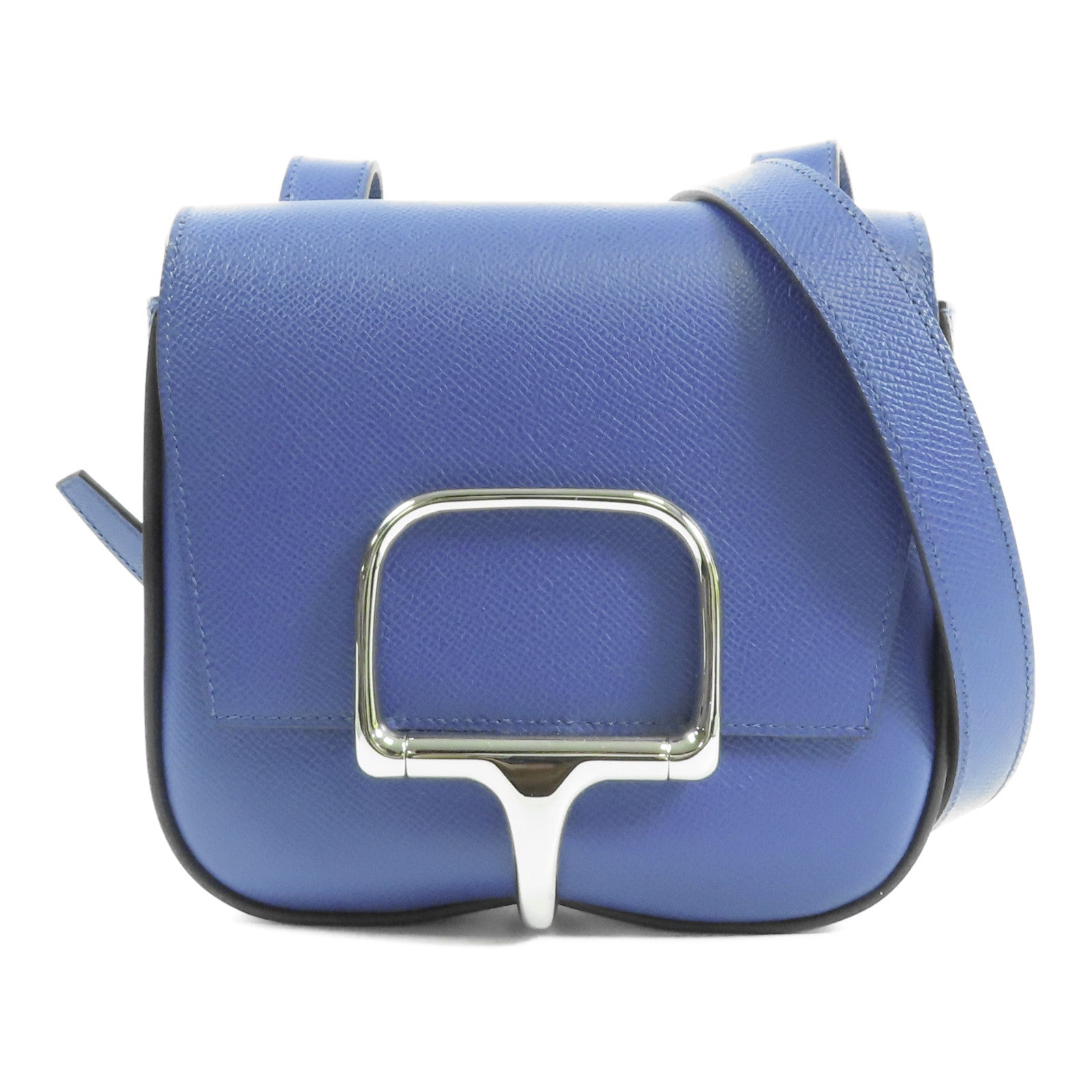 HERMES 【激減優惠】Epsom皮革Della Cavalleria銀扣肩背袋Bleu France藍色