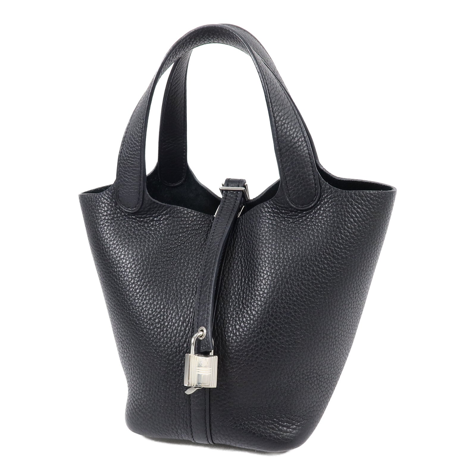 HERMES Clemence皮革Picotin PM手挽袋Noir