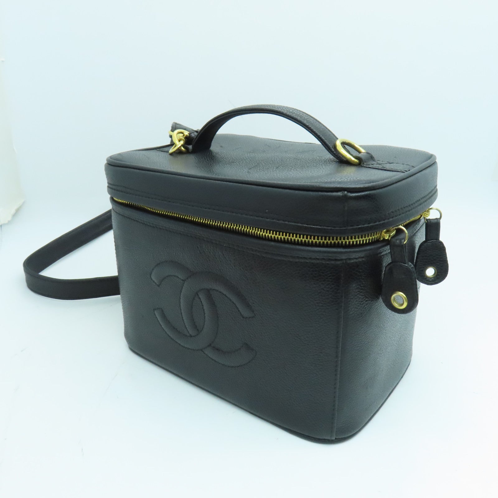 CHANEL 【清倉大減價】牛皮皮革Vintage Bag金扣手挽肩背兩用袋黑色