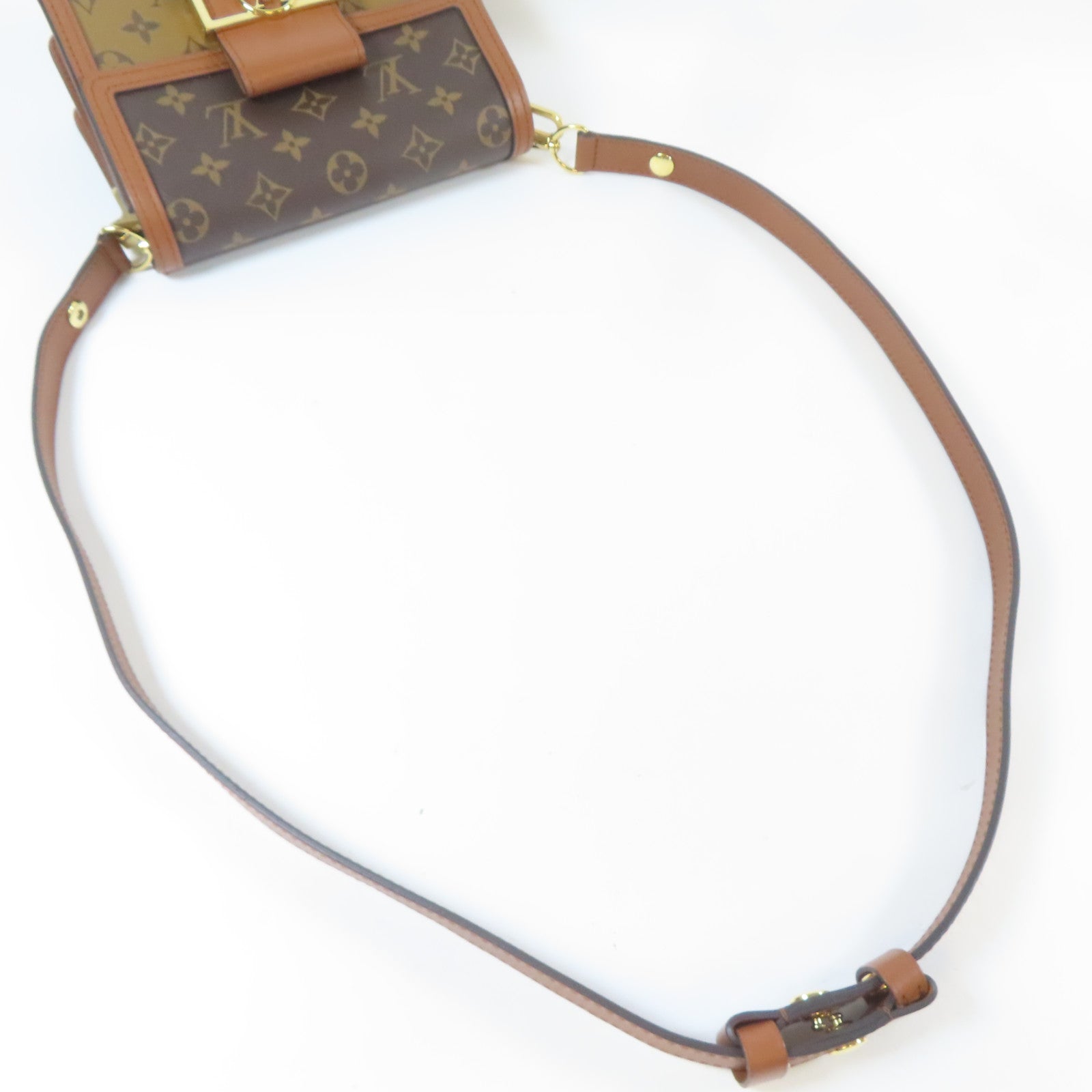 LOUIS VUITTON Monogram Mini Dauphine金扣肩背袋啡色