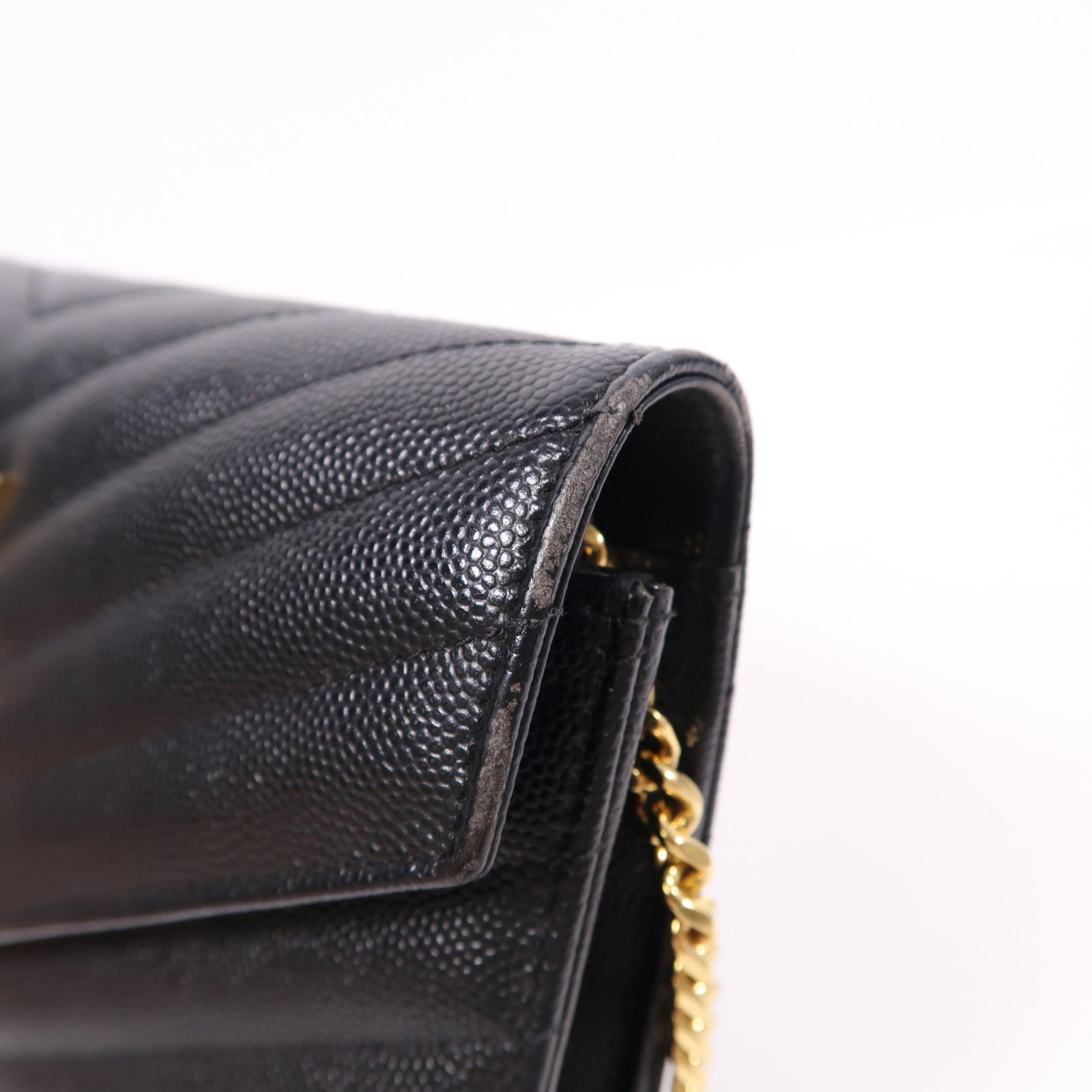 YVES SAINT LAURENT 牛皮皮革Wallet On Chain金扣鏈帶肩背袋