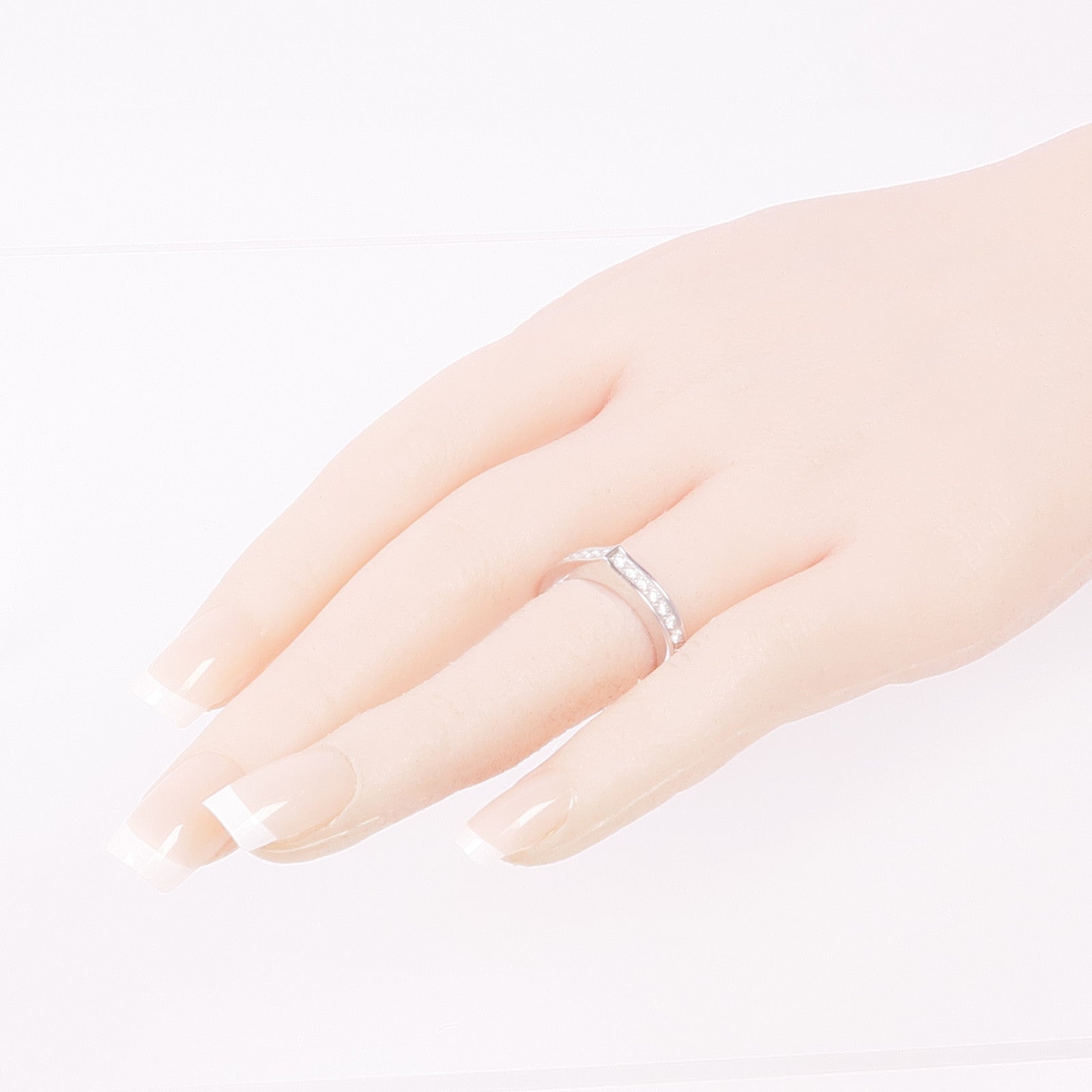 CARTIER 18K白金C Ring鑽石戒指Cartier#53/US#6.25