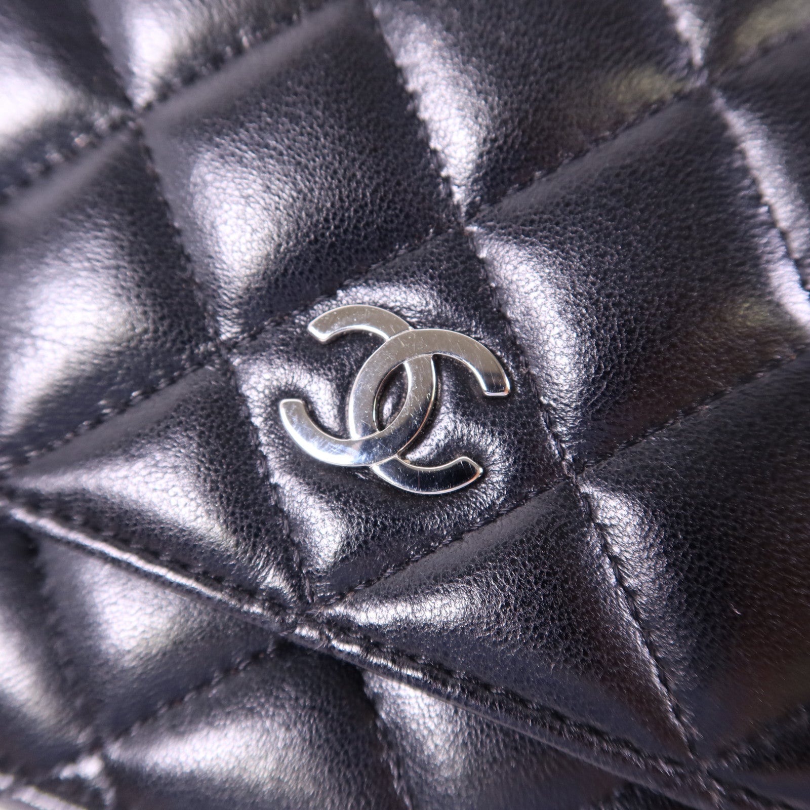CHANEL 羊皮皮革WOC Wallet On Chain銀扣鏈帶肩背袋