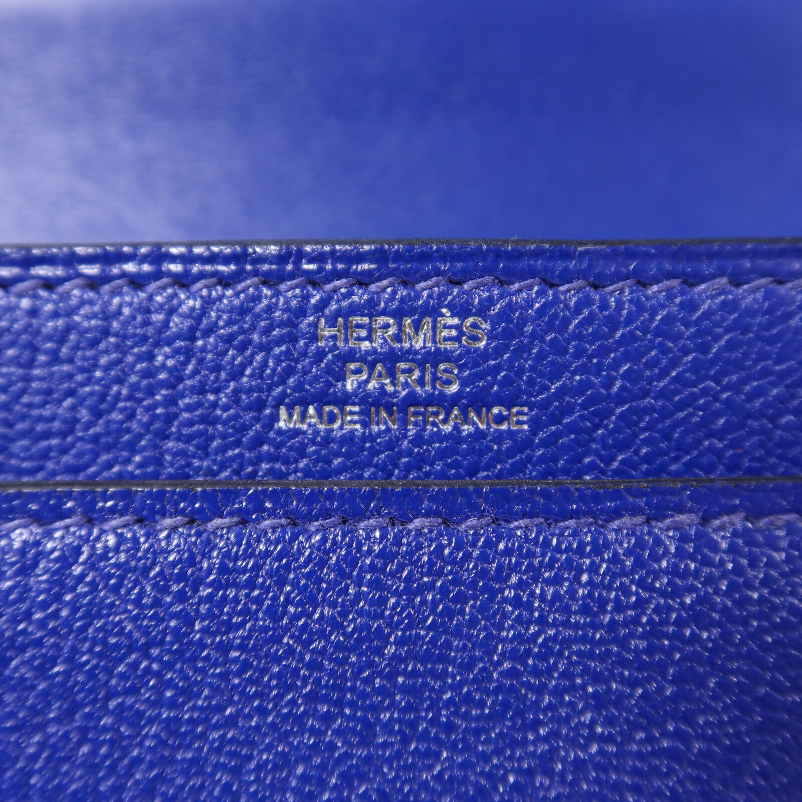 HERMES Chevre皮革Verrou Mini銀扣鏈帶肩背袋Bleu Electrique