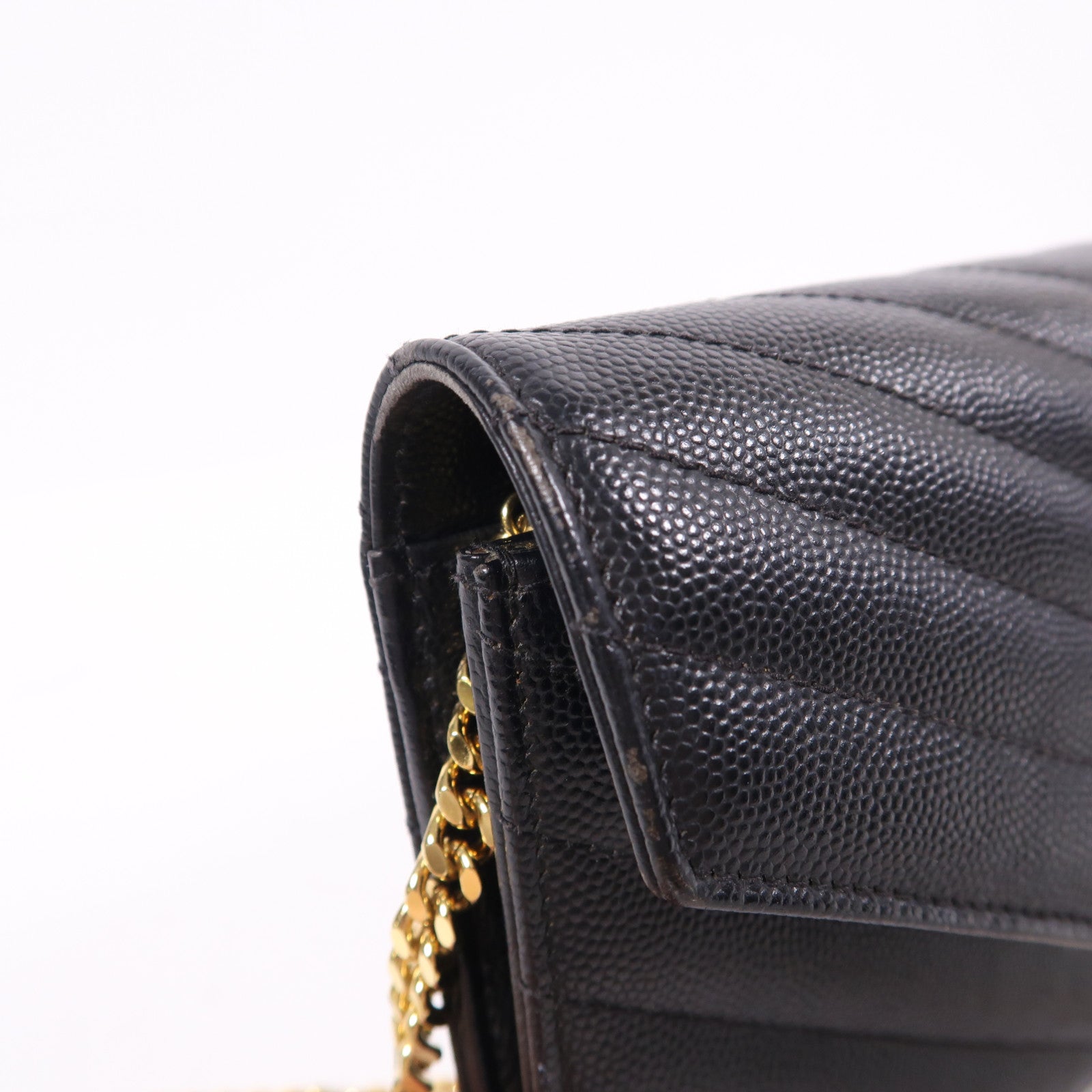 YVES SAINT LAURENT 牛皮皮革Wallet On Chain金扣鏈帶肩背袋