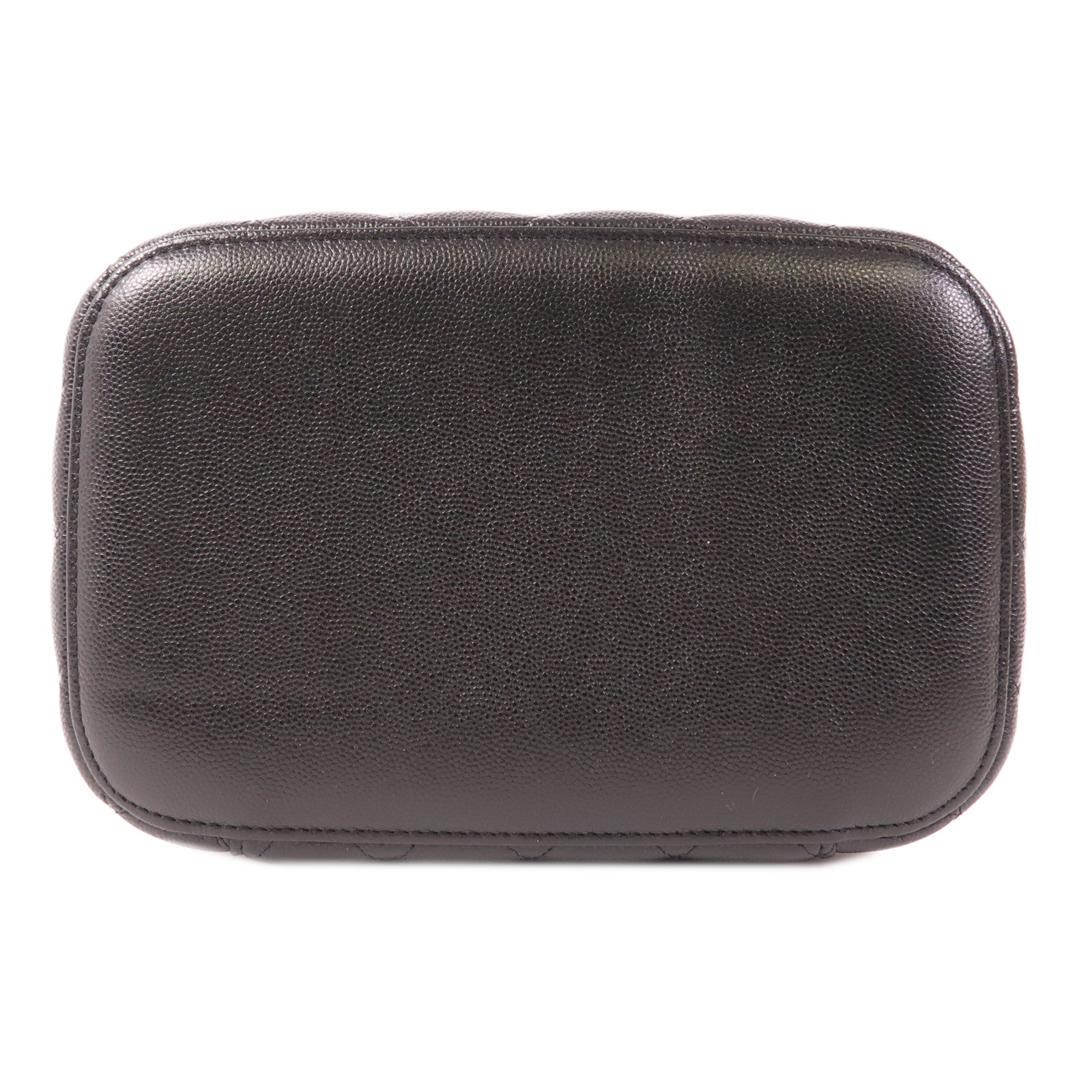 CHANEL CC GHW Vanity Bag Hand Bag Calfskin Leather Black