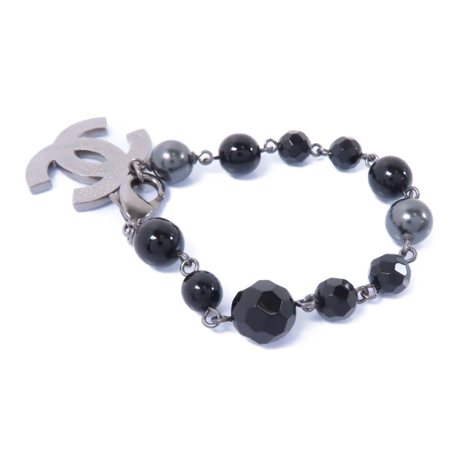 CHANEL PVC/金屬Bracelet手鏈黑色/銀色