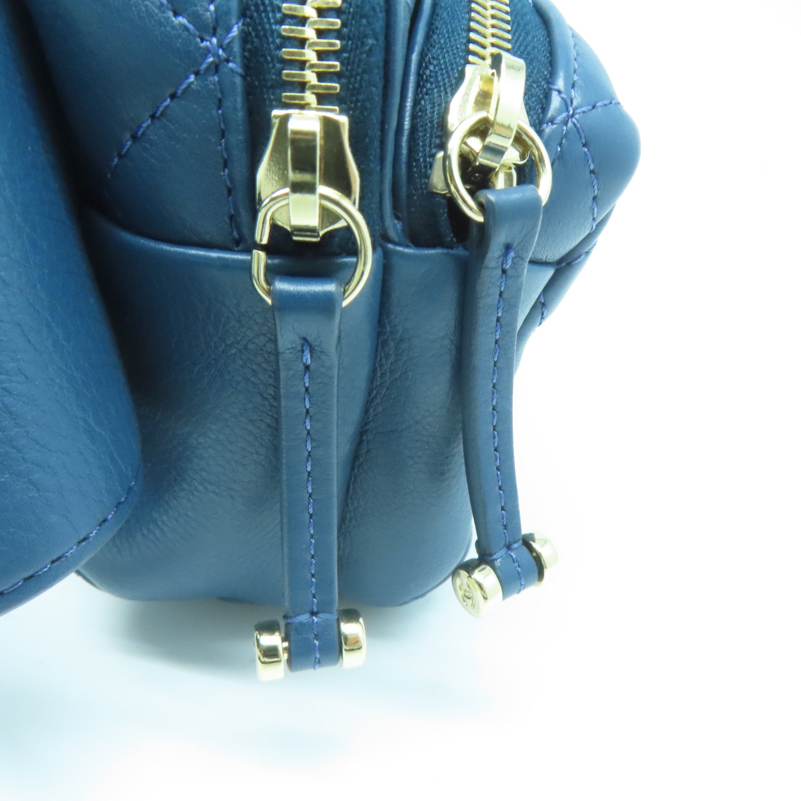CHANEL 【激減優惠】菱格牛皮皮革Waist Bag金扣腰包藍色