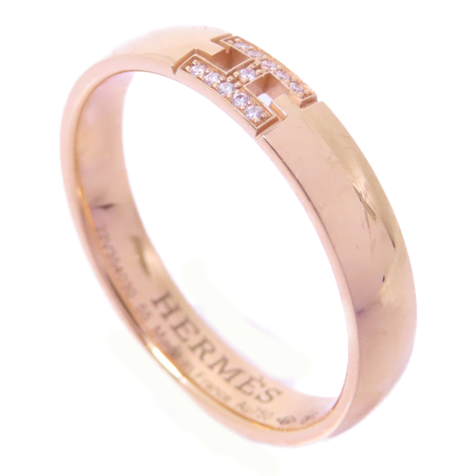 HERMES 18K玫瑰金Herakles Ring 0.03ct鑽石戒指Hermes#55 US#7.25