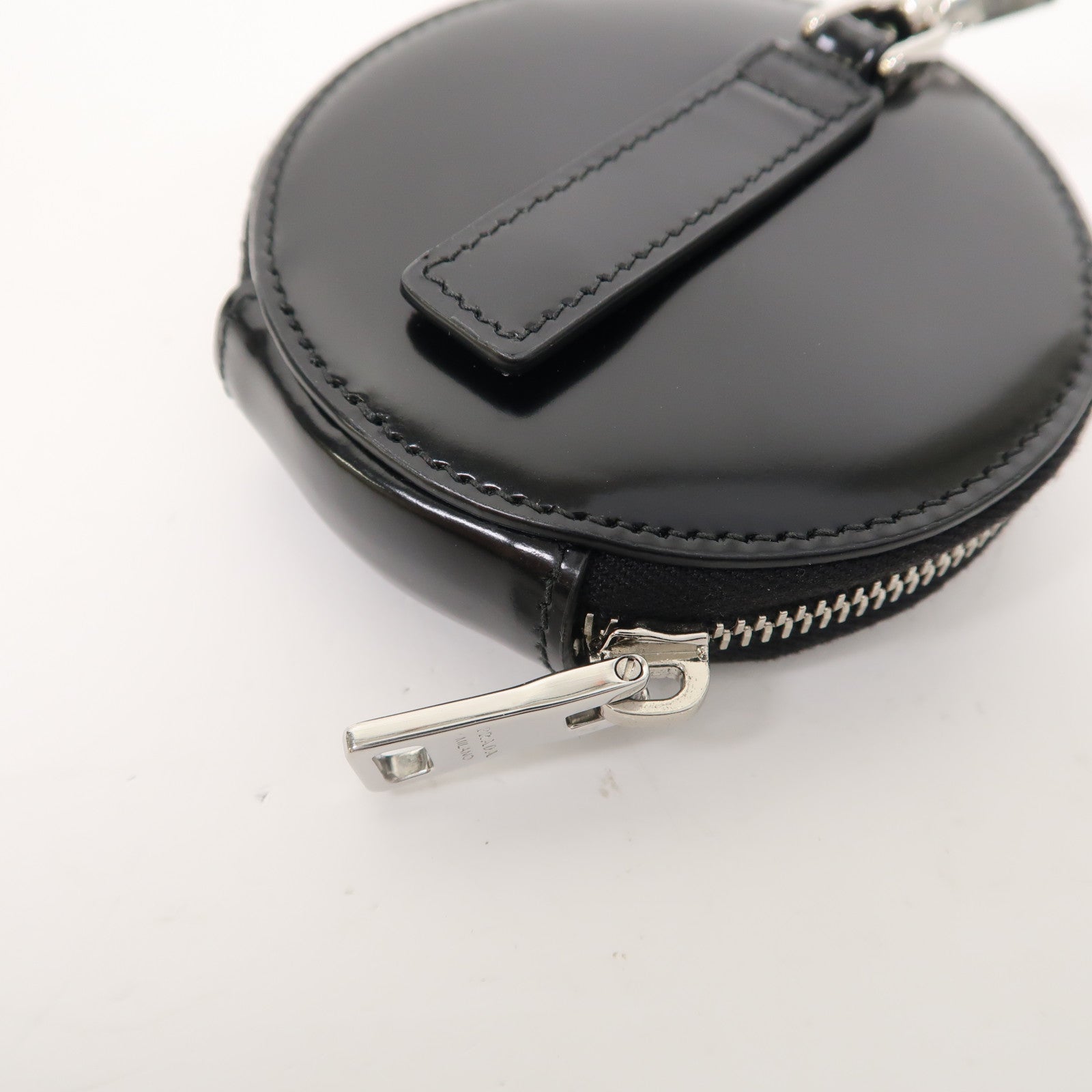 PRADA 牛皮皮革Coin Case銀扣零錢包黑色