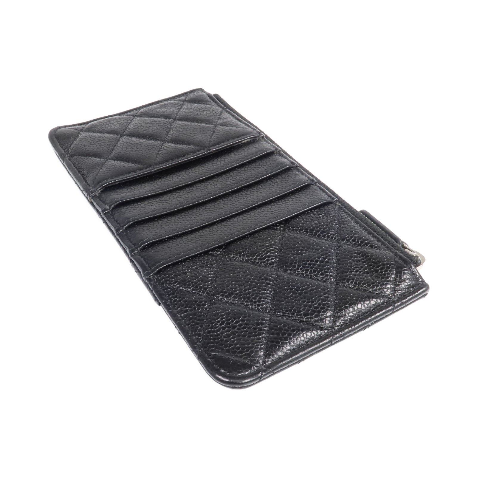 CHANEL 【激減優惠】牛皮皮革Phone Zipper Wallet銀扣長錢包