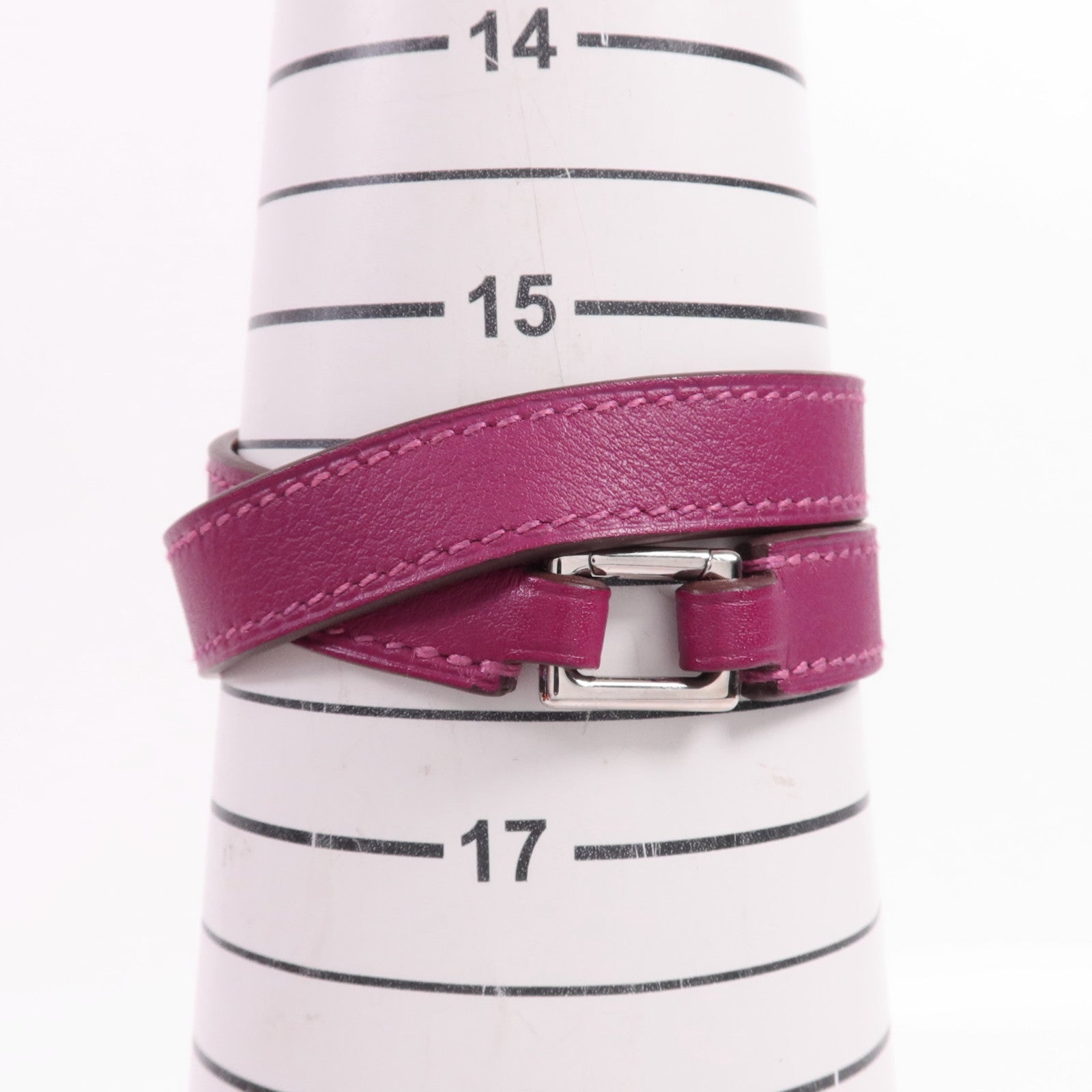 HERMES Swift皮革Rivale Double Tour Bracelet銀扣手帶Tosca