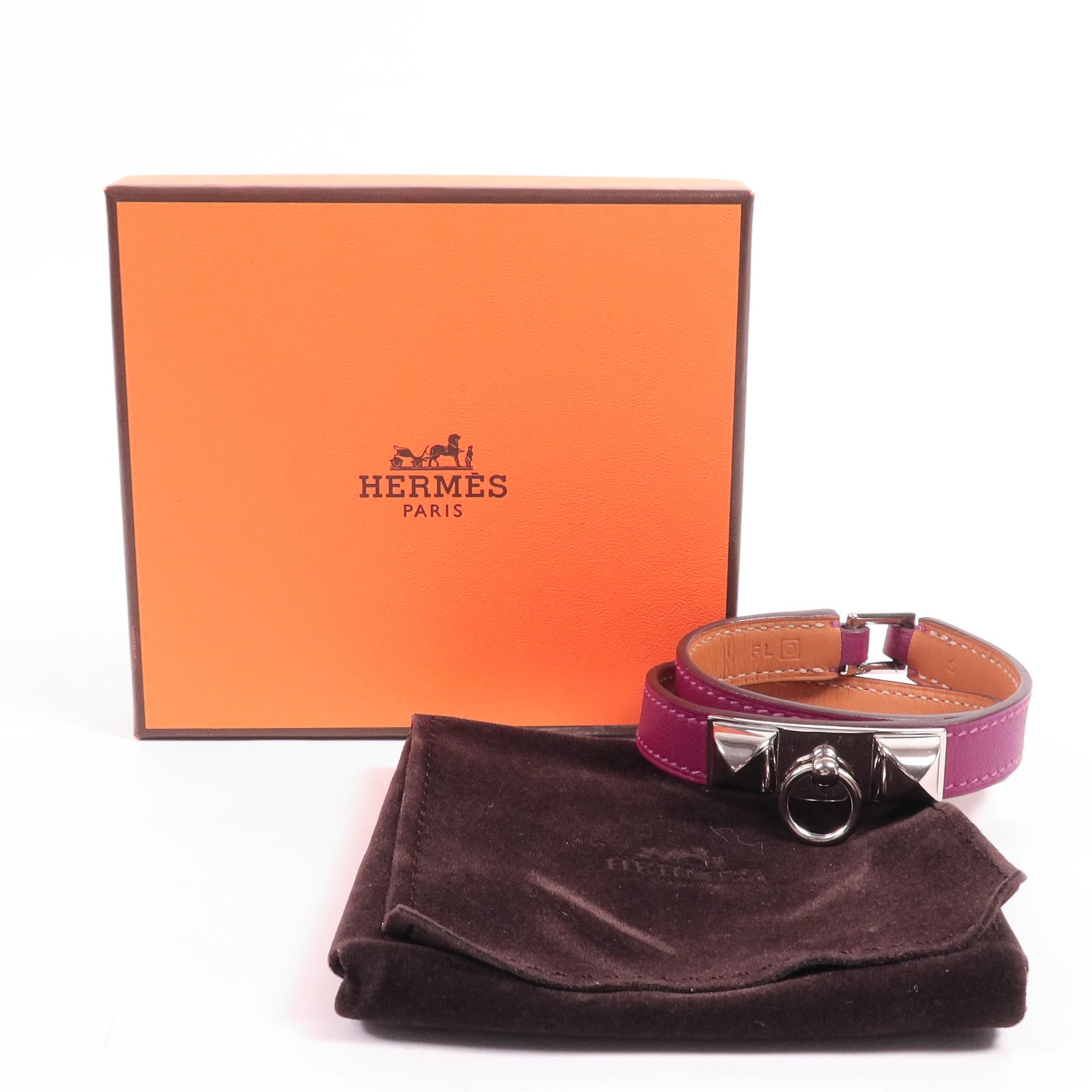 HERMES Swift皮革Rivale Double Tour Bracelet銀扣手帶Tosca