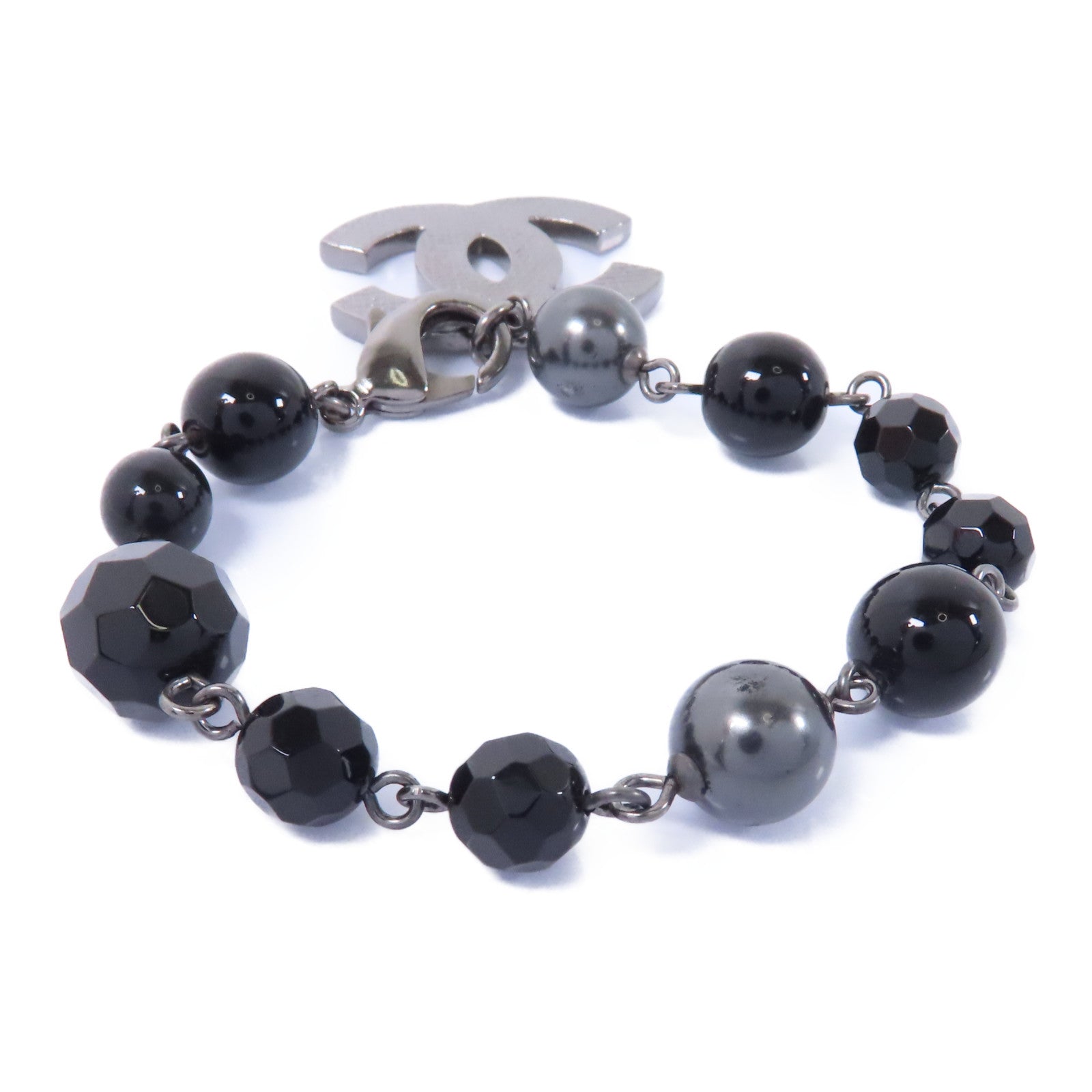 CHANEL PVC/金屬Bracelet手鏈黑色/銀色