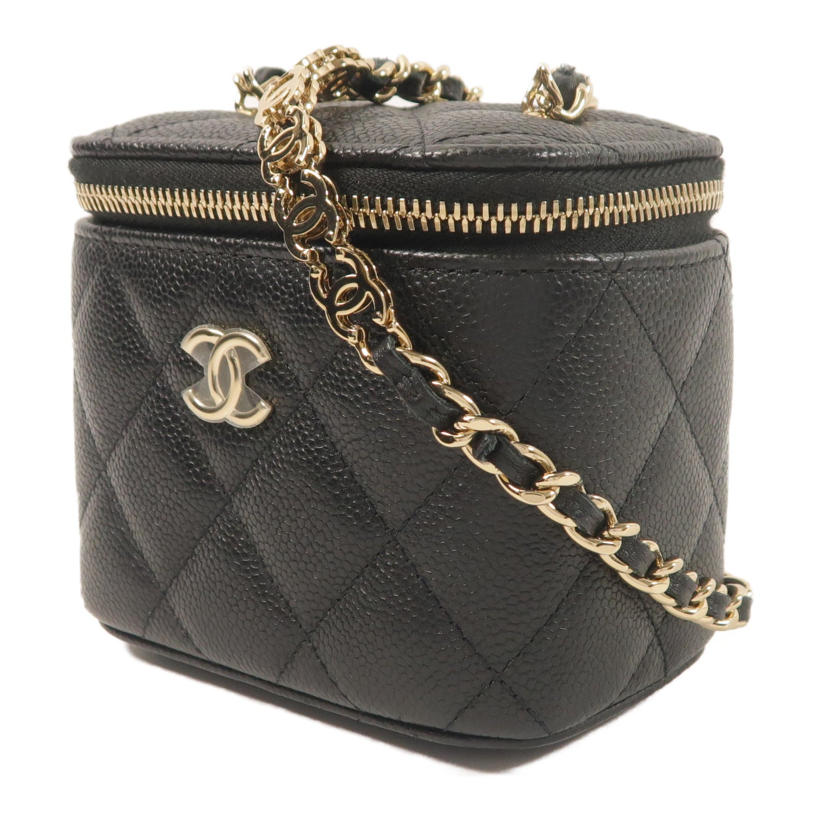 CHANEL 牛皮皮革Vanity Case鏈帶肩背袋