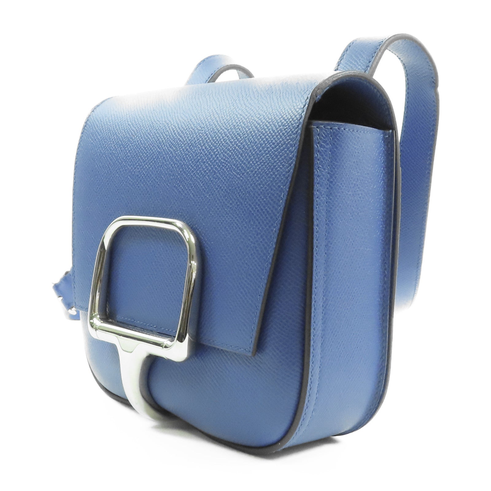 HERMES 【激減優惠】Epsom皮革Della Cavalleria銀扣肩背袋Bleu France藍色