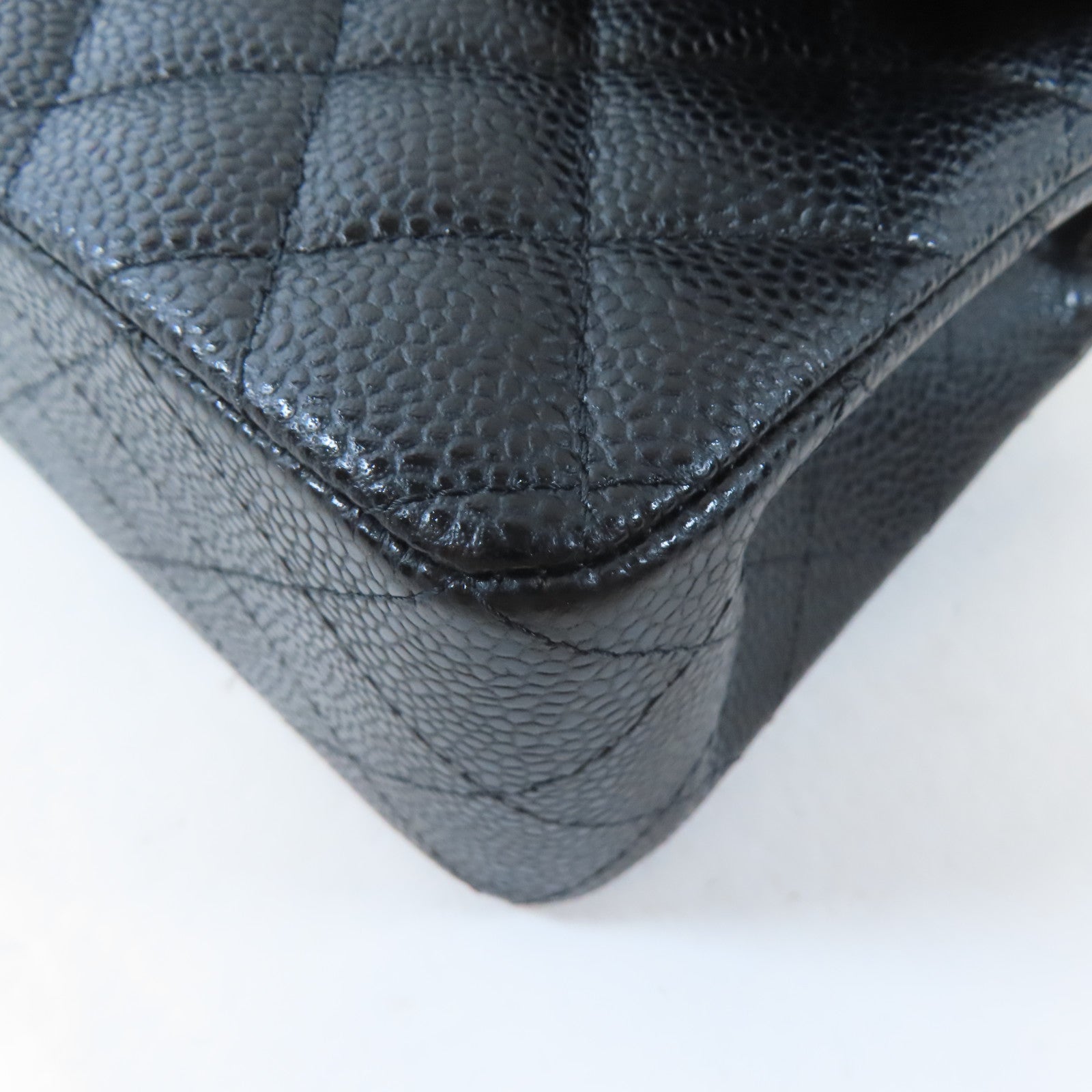 CHANEL 菱格牛皮皮革Classic 23銀扣鏈帶肩背袋黑色
