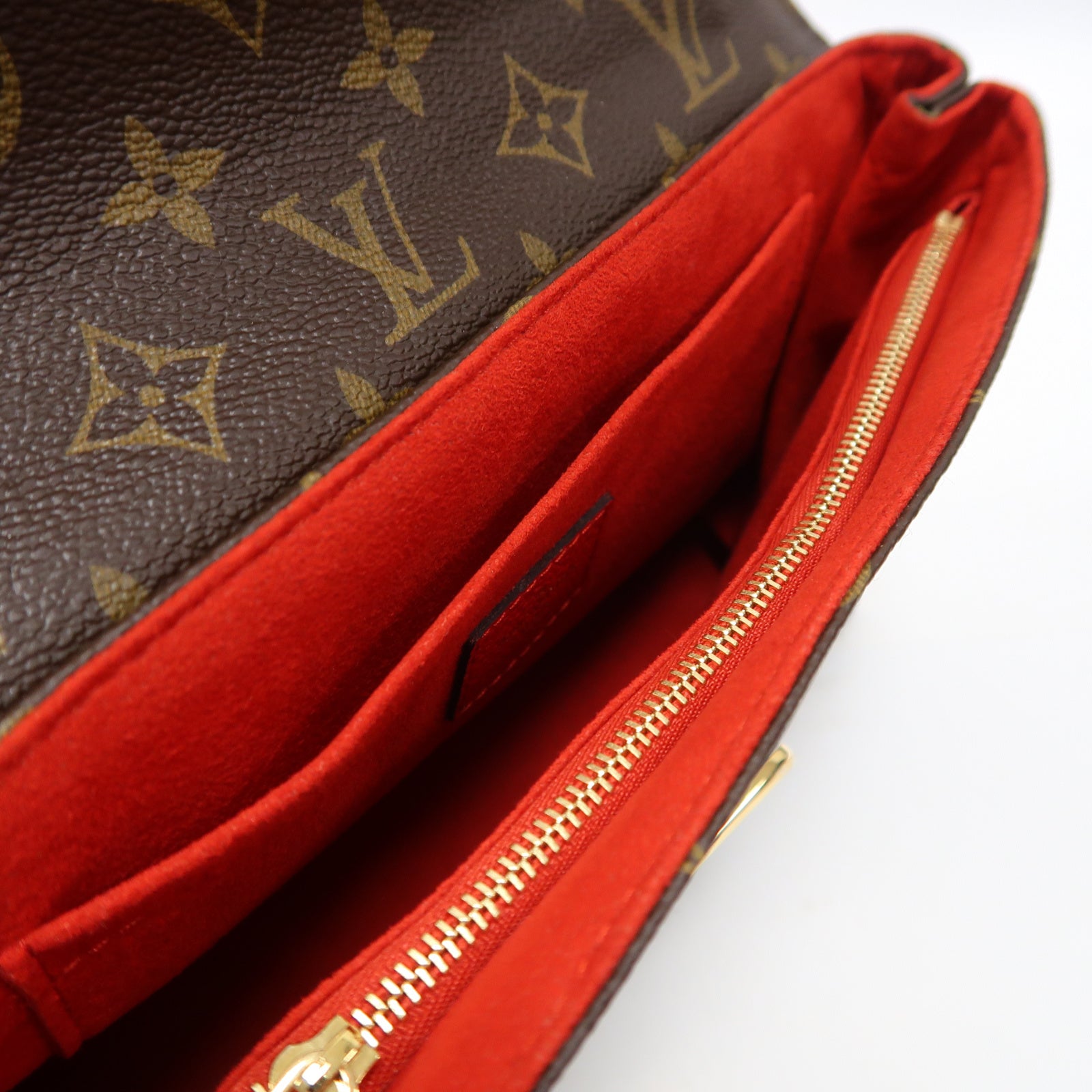 LOUIS VUITTON Monogram Saint Placide金扣鏈帶肩背袋啡色/紅色