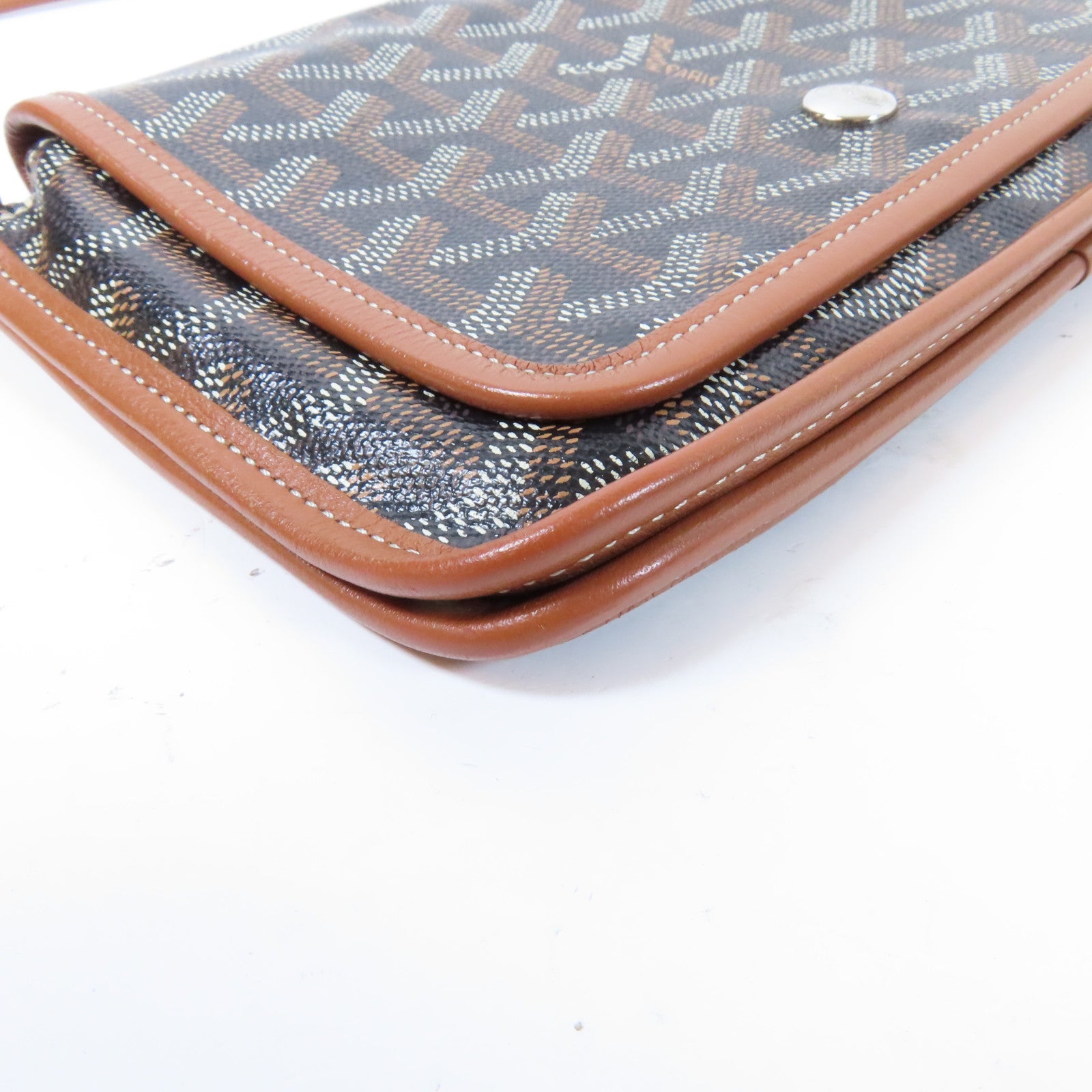 GOYARD 塗層帆布Plumet銀扣肩背袋肩背袋/啡色