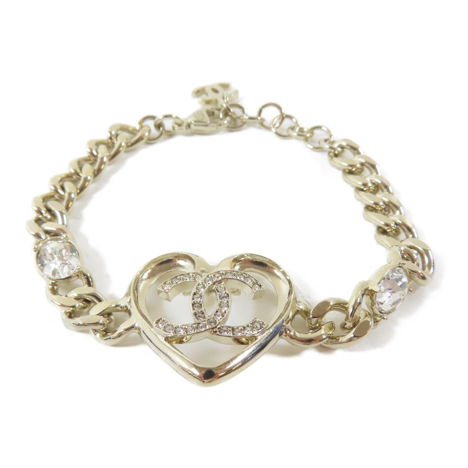 CHANEL 金屬/水晶Bracelet手鏈金色#17.5cm