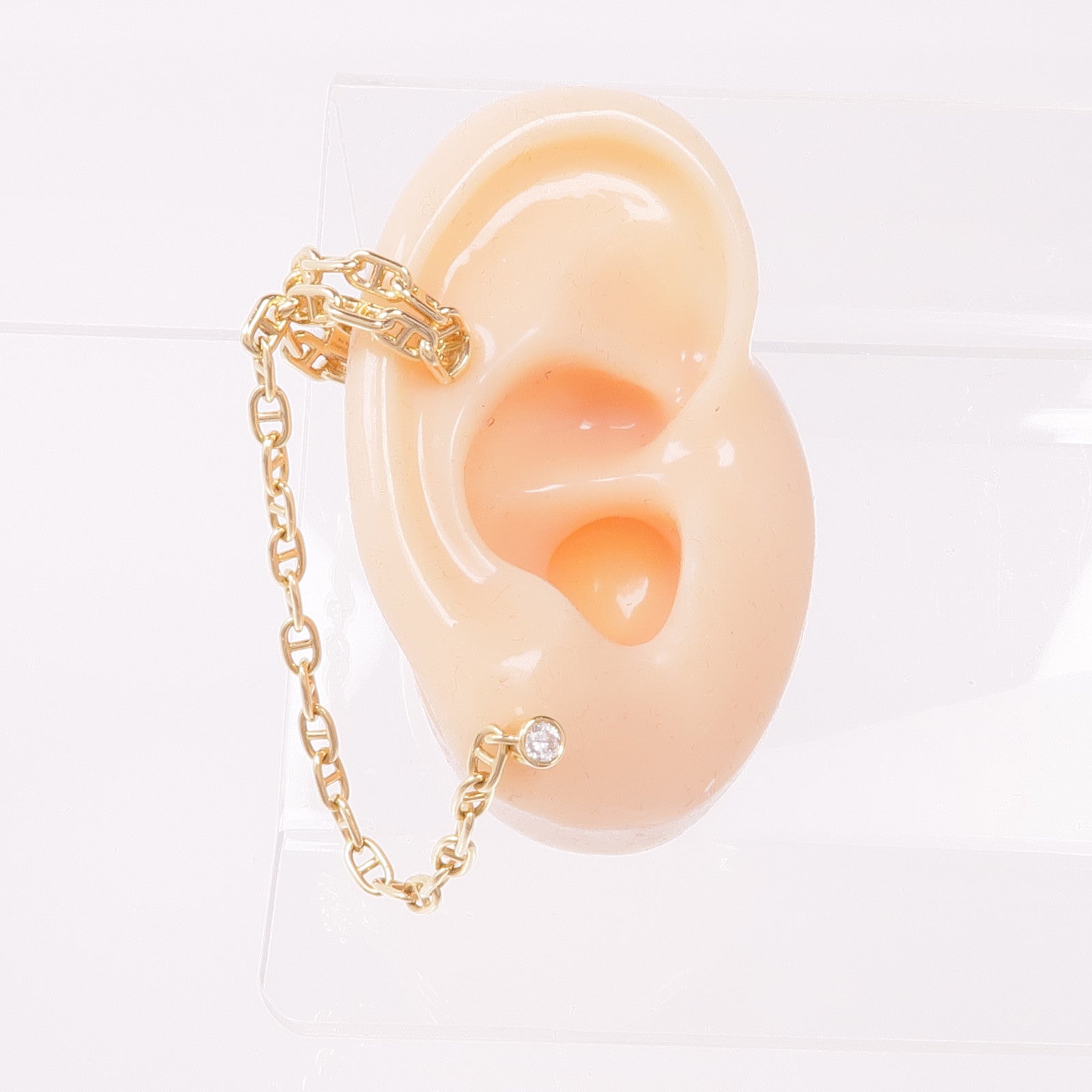 HERMES 【激減優惠】18K黃金Chaine d'ancre Calypso right single ear climber earring鑽石耳環