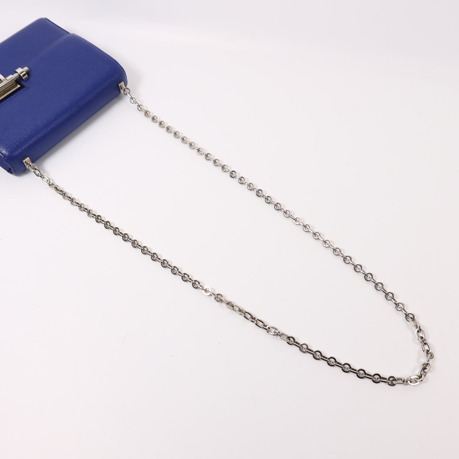 HERMES Chevre皮革Verrou Mini銀扣鏈帶肩背袋Bleu Electrique