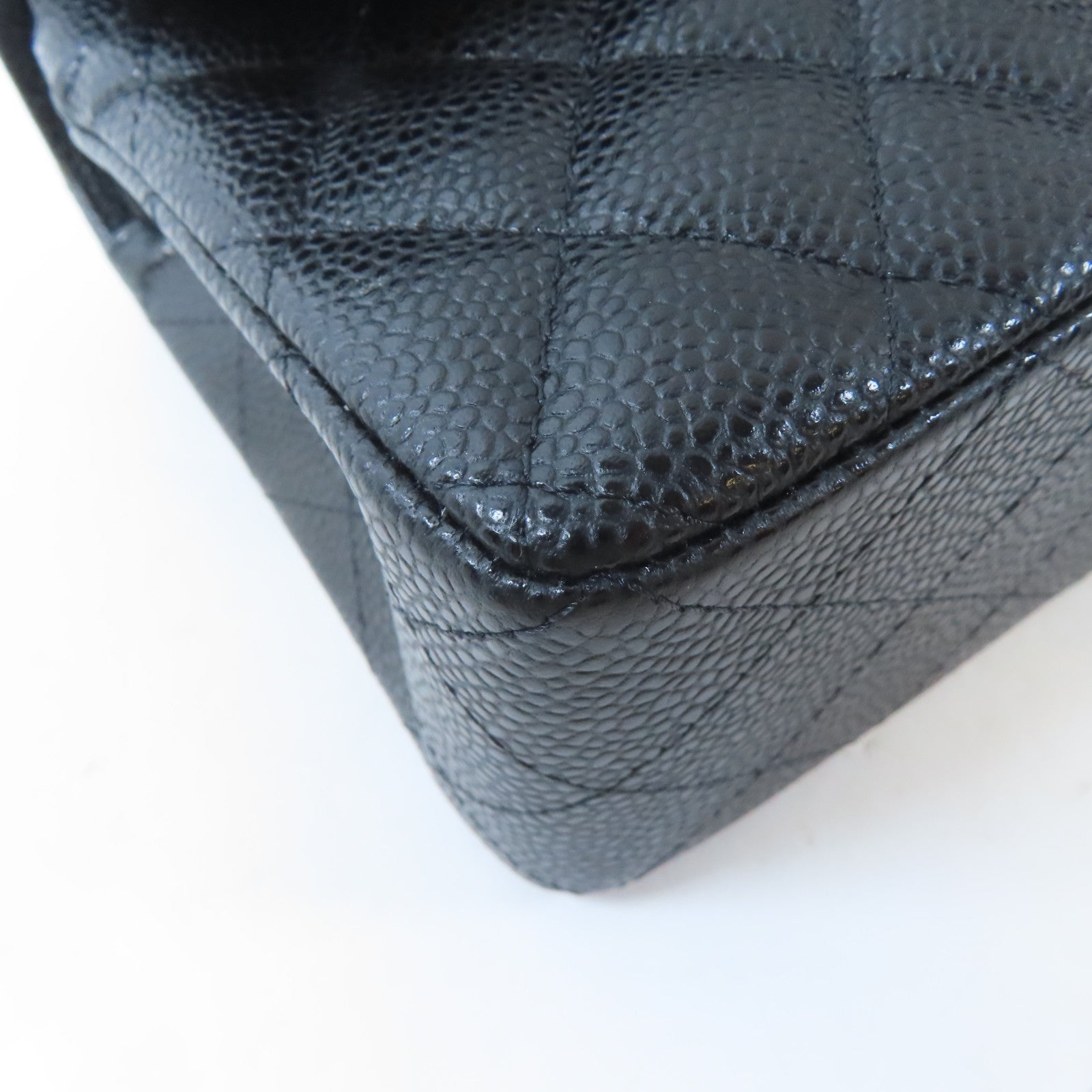 CHANEL 菱格牛皮皮革Classic 23銀扣鏈帶肩背袋黑色