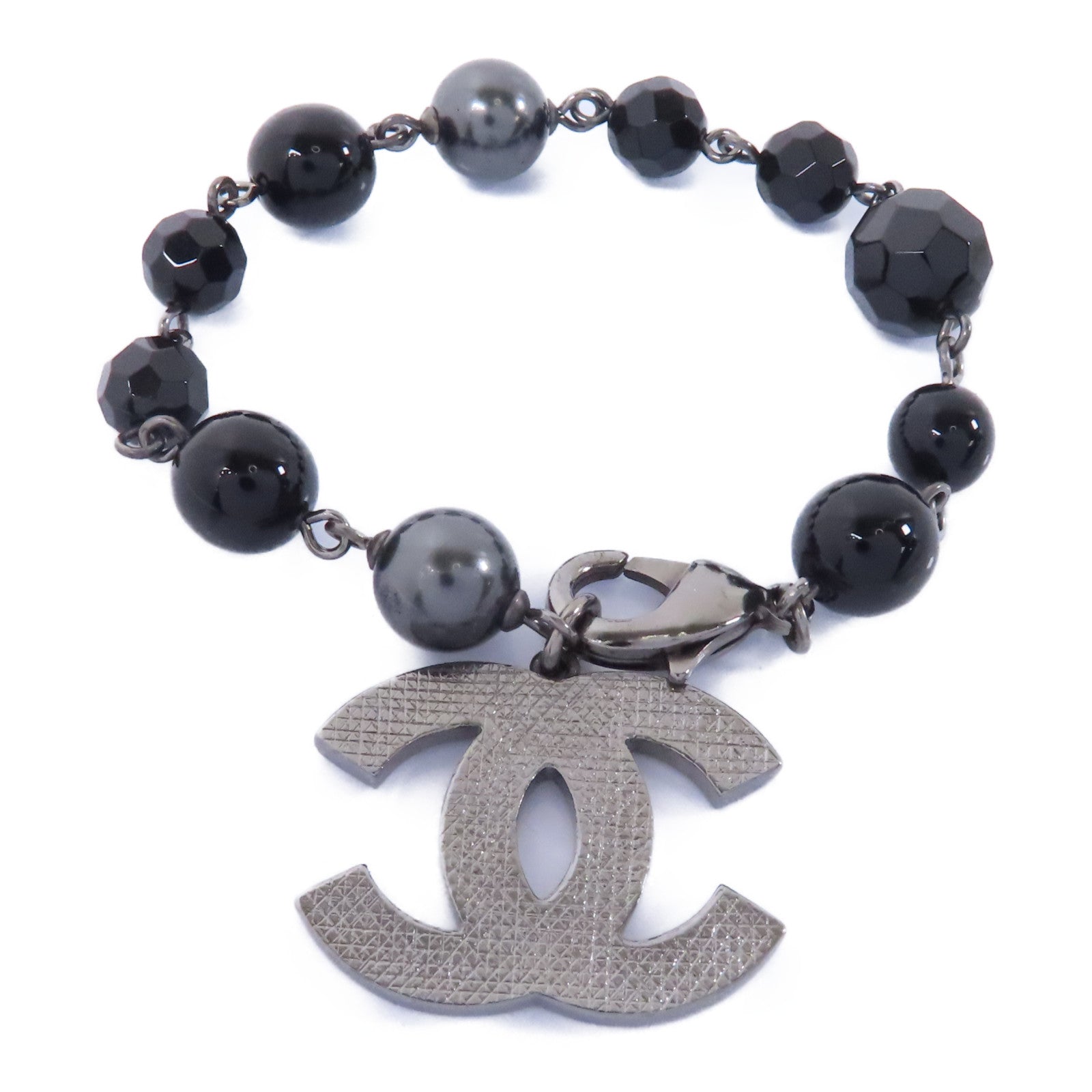 CHANEL PVC/金屬Bracelet手鏈黑色/銀色