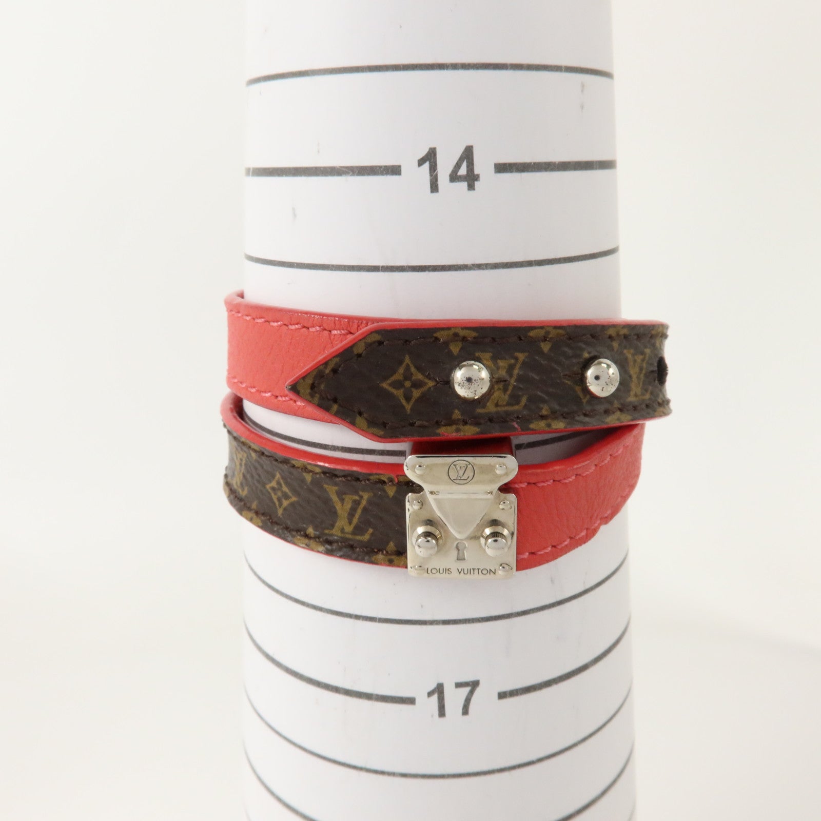 LOUIS VUITTON Monogram/金属Brasle Lockit Double Wrap Bracelet銀扣手鏈
