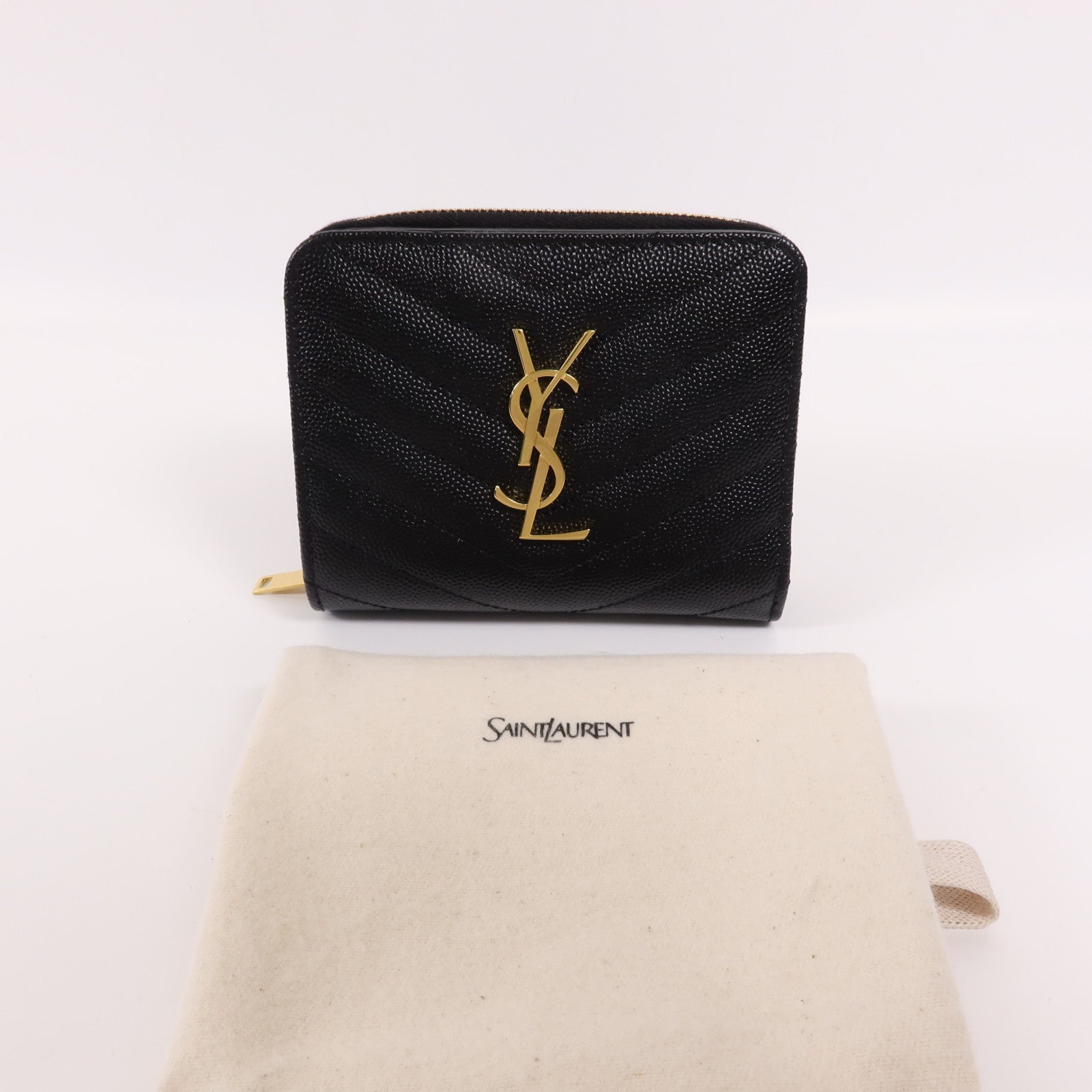 SAINT LAURENT 牛皮皮革Cassandre Matelasse Wallet金扣錢包
