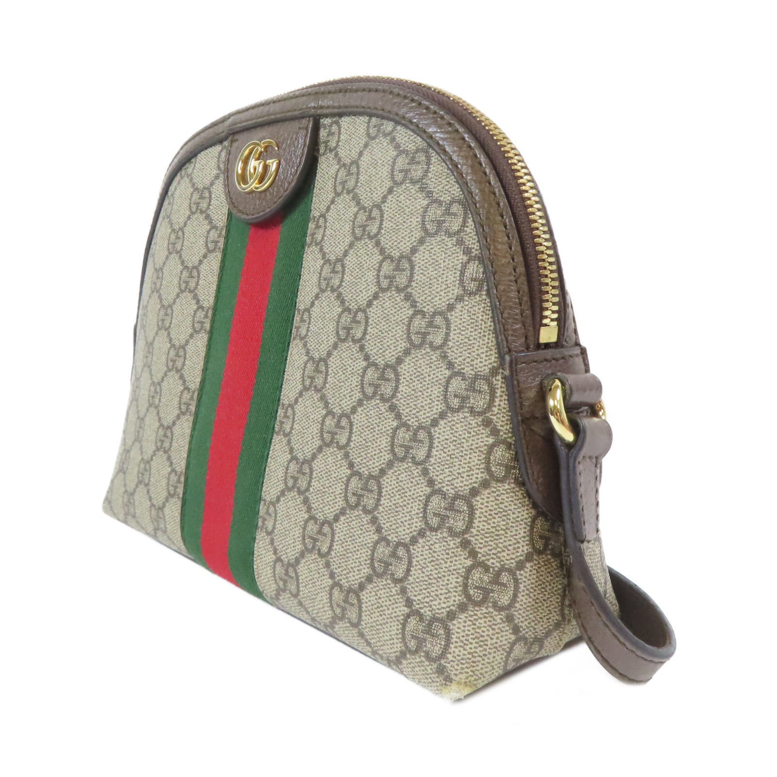 GUCCI 塗層帆布Ophidia GG金扣肩背袋啡色