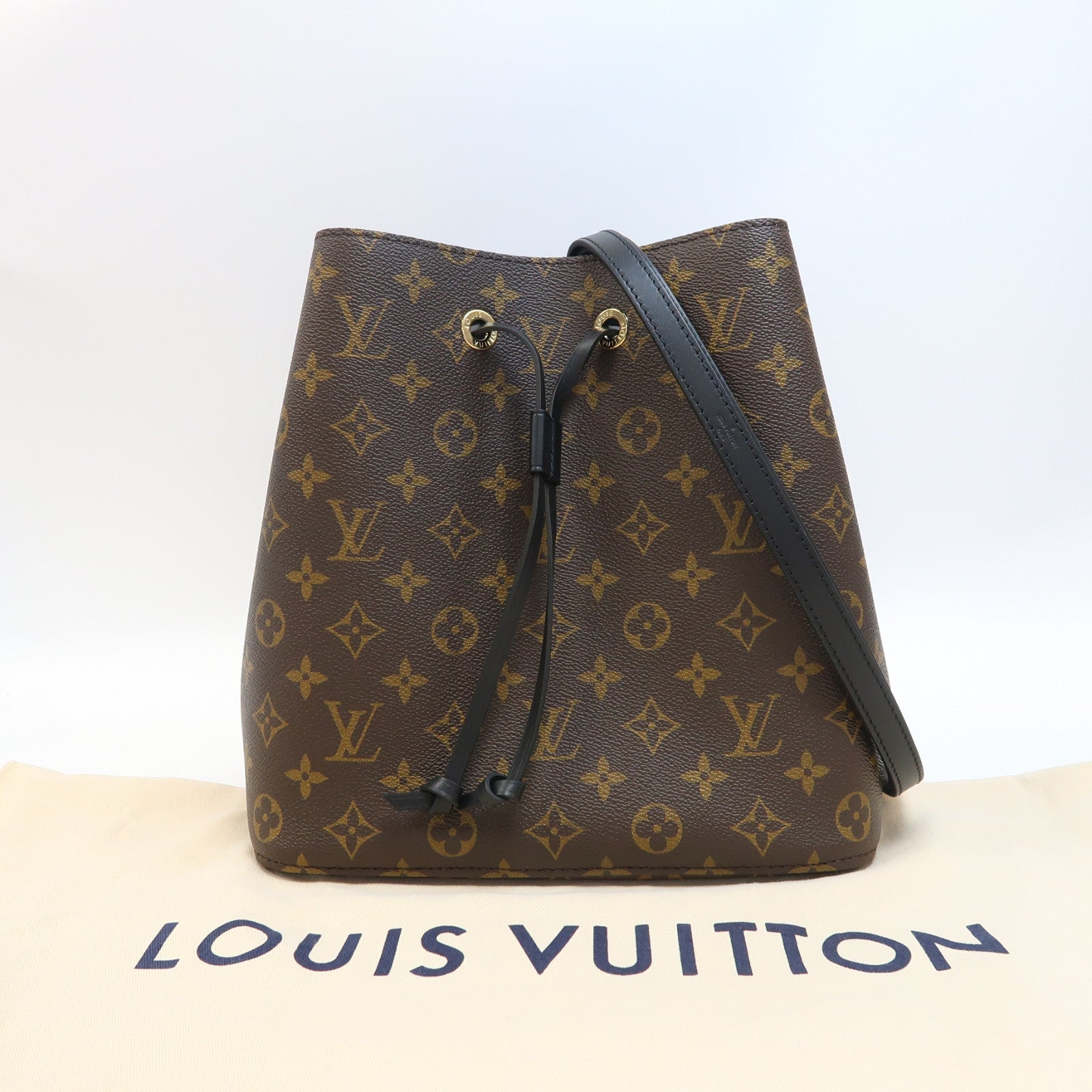 LOUIS VUITTON Monogram Neo Noe MM金扣肩背袋啡色/黑色