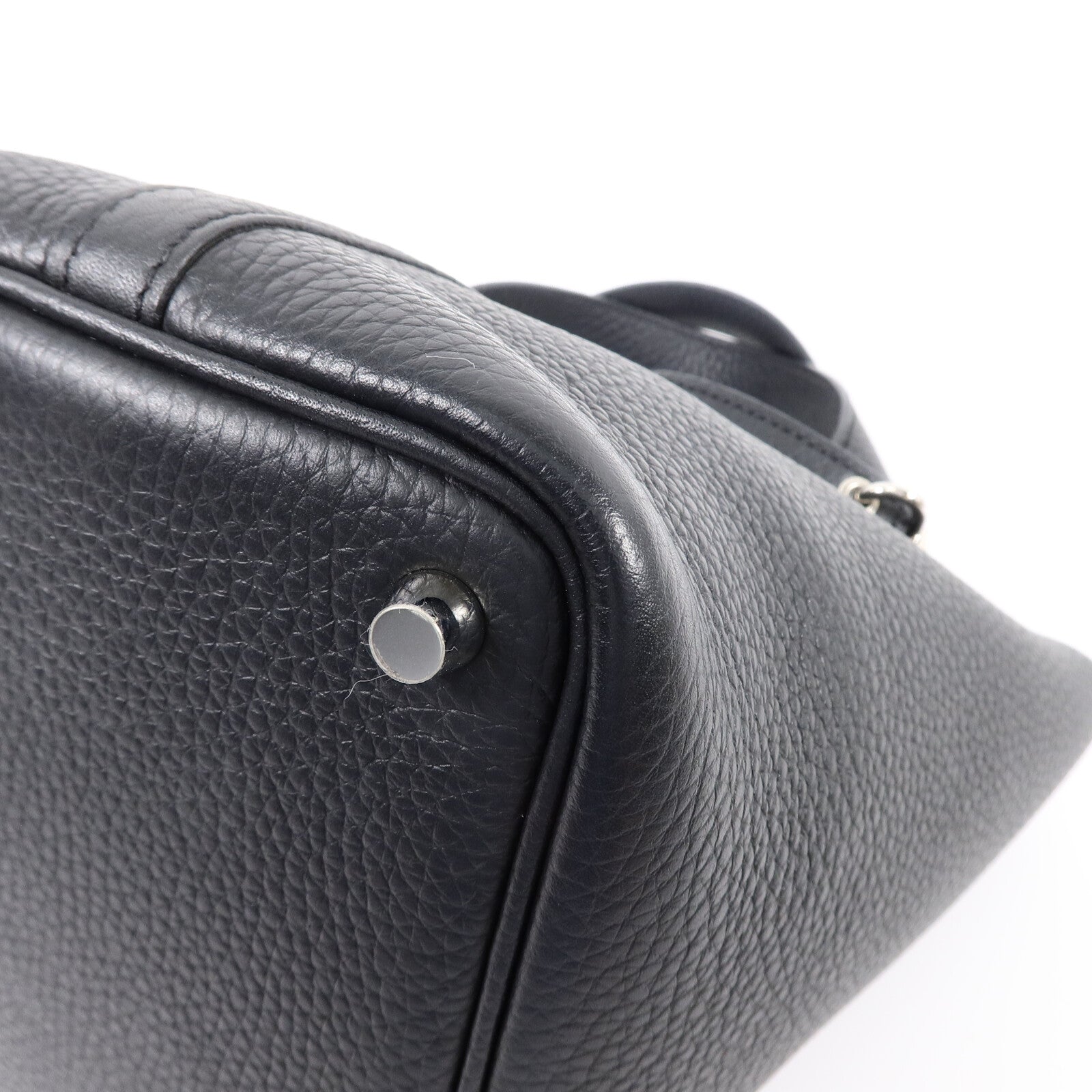 HERMES Clemence皮革Picotin PM手挽袋Noir