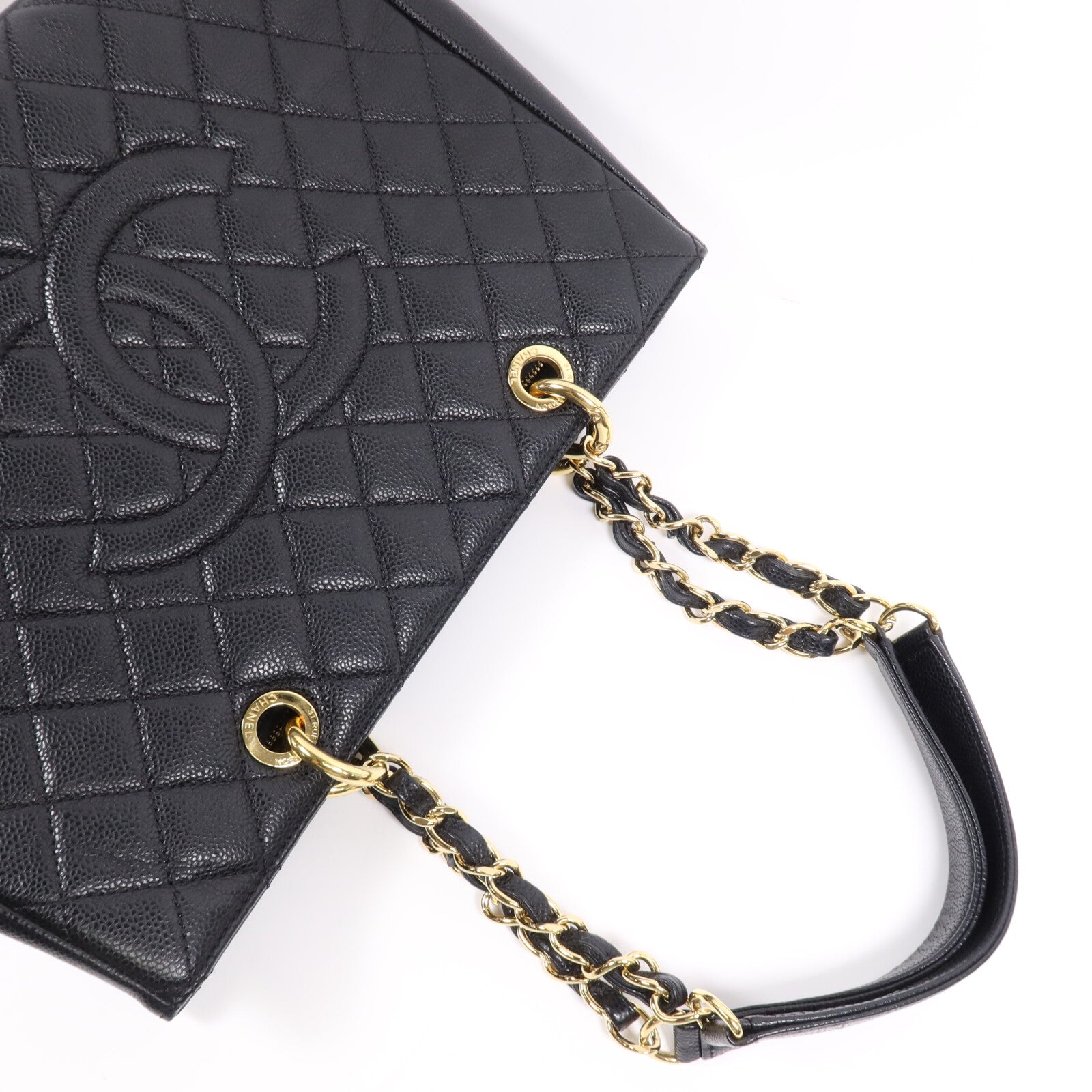 CHANEL 牛皮皮革GST Grand Shopping Tote Bag鏈帶肩背袋