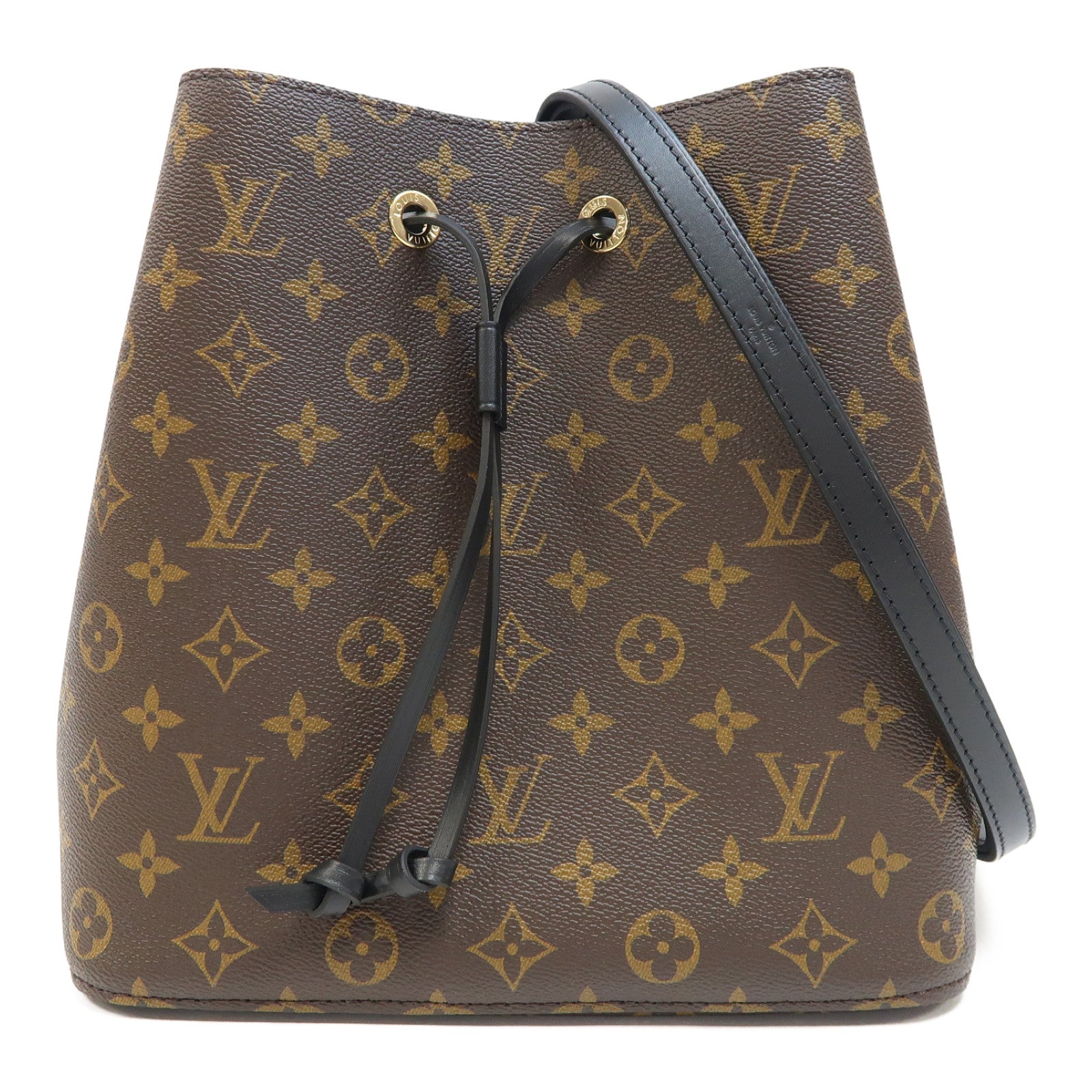 LOUIS VUITTON Monogram Neo Noe MM金扣肩背袋啡色/黑色