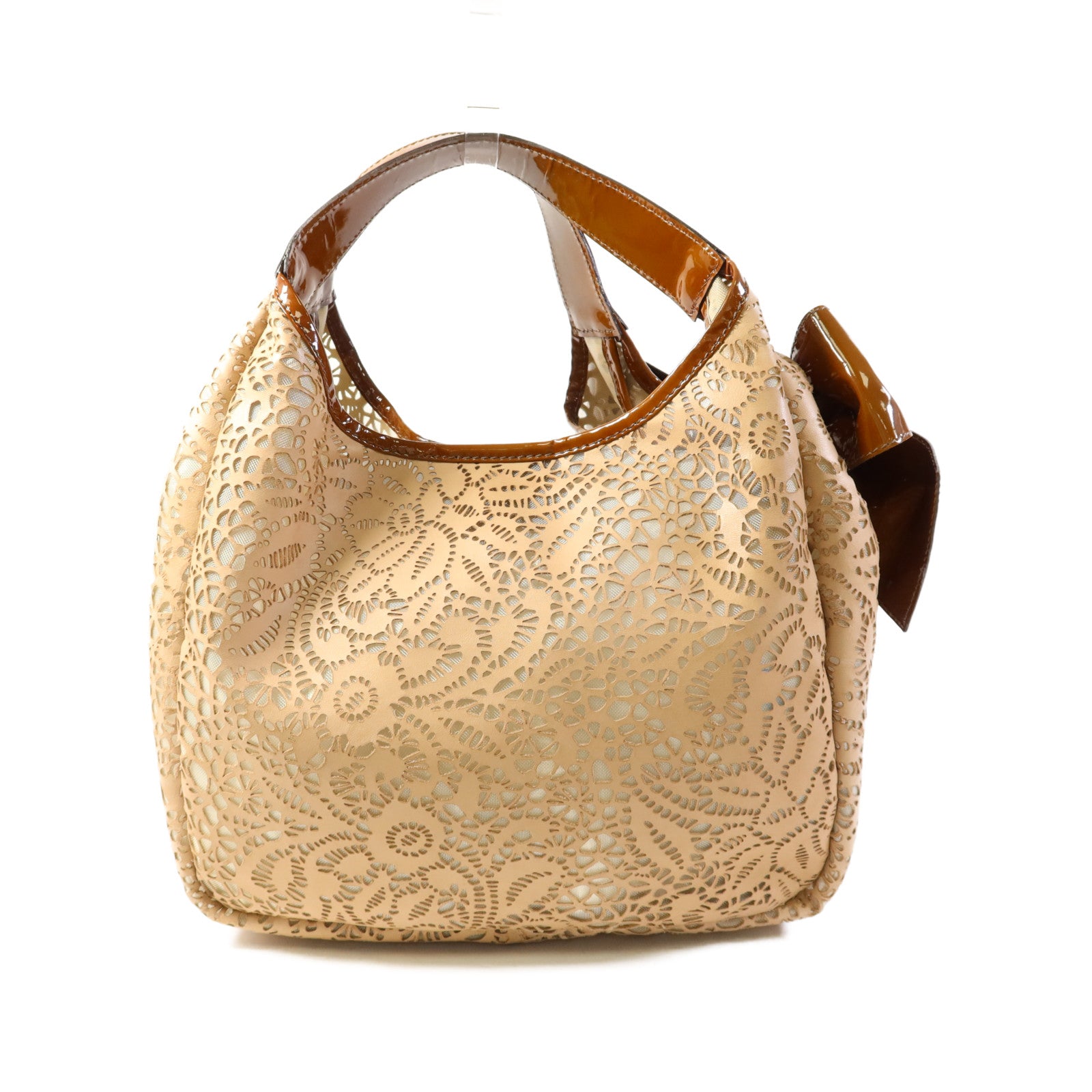 Valentino 牛皮皮革/漆皮皮革Handbag銀扣肩背袋