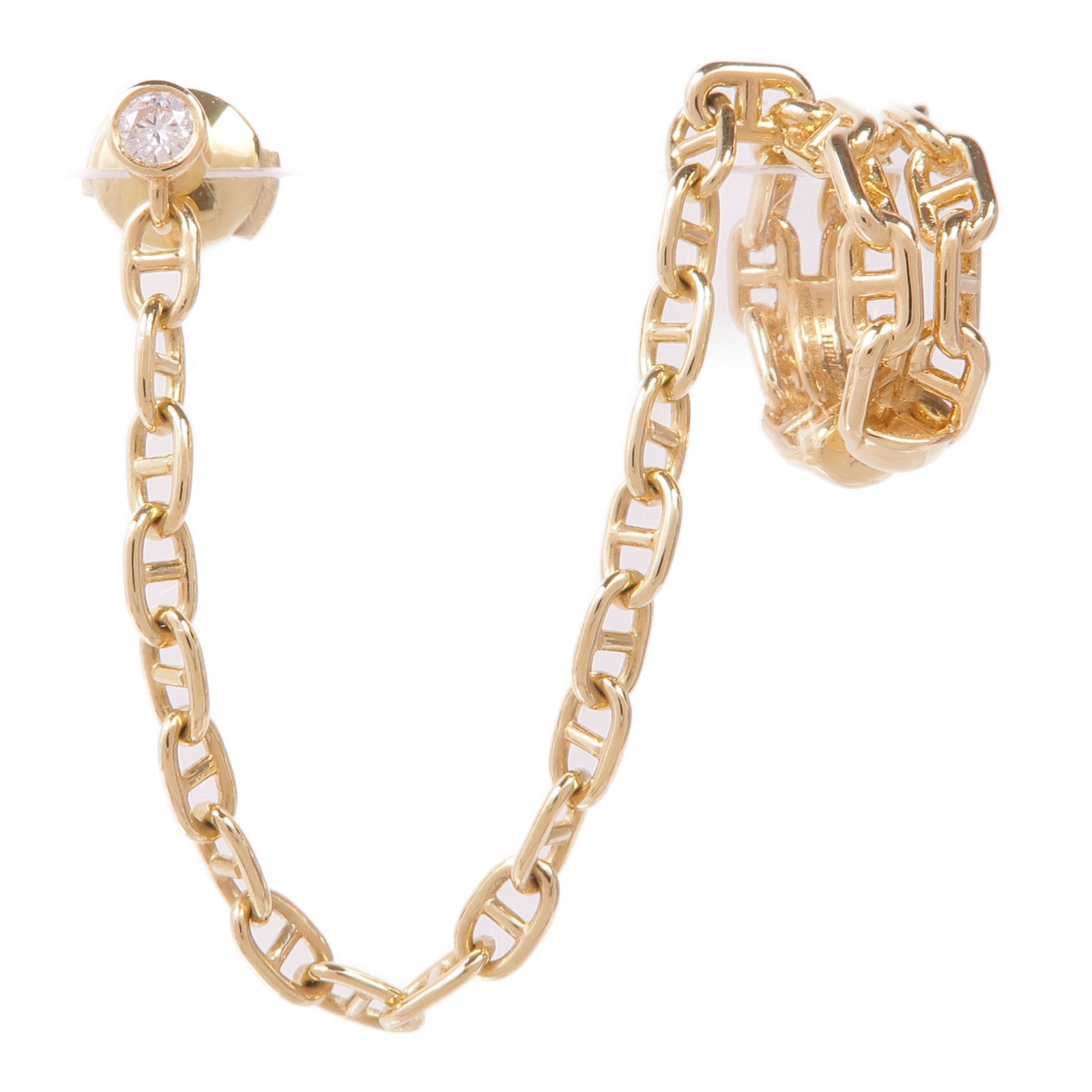 HERMES 【激減優惠】18K黃金Chaine d'ancre Calypso right single ear climber earring鑽石耳環