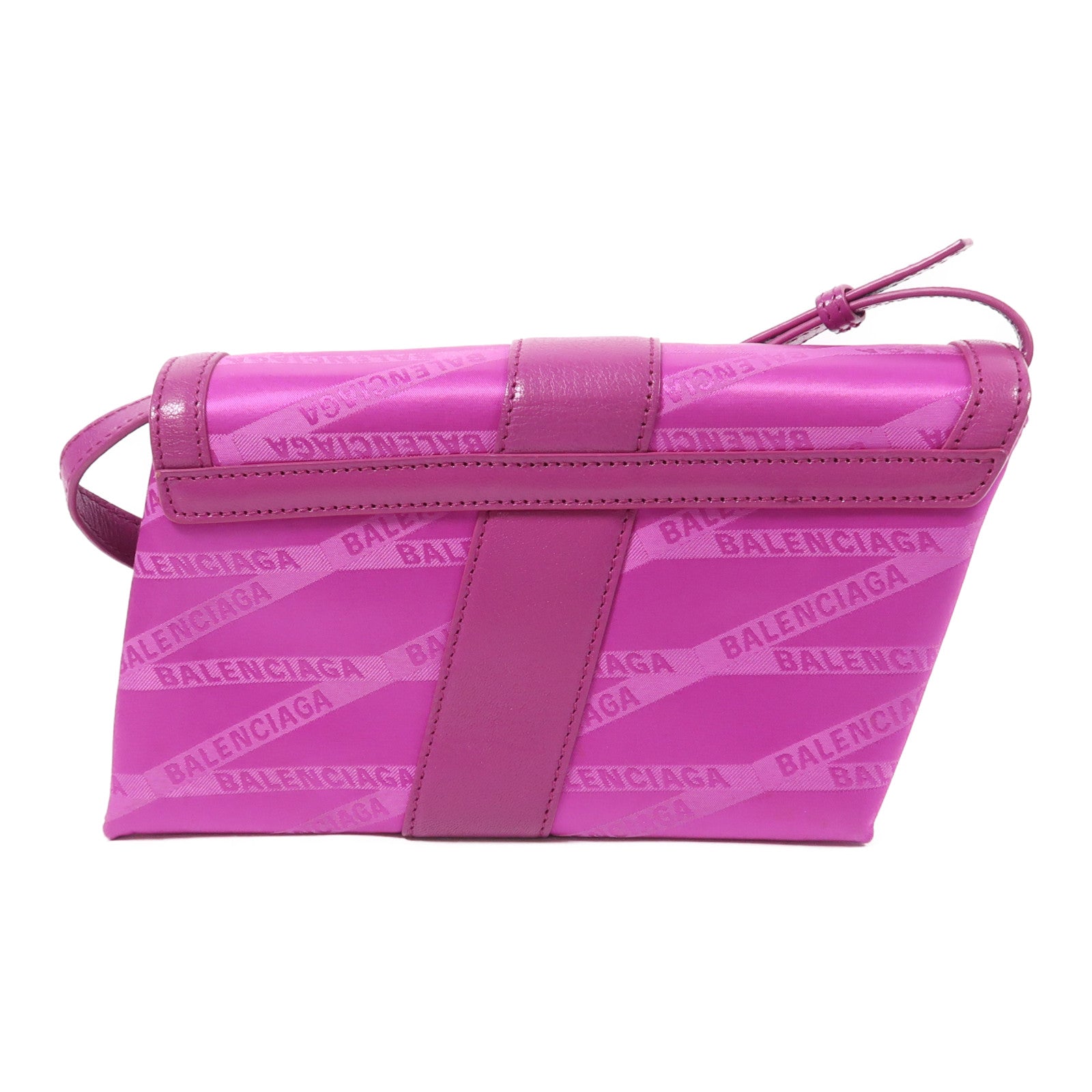 BALENCIAGA GHW Shoulder Bag Nylon/Calfskin Leather 581101 Pink