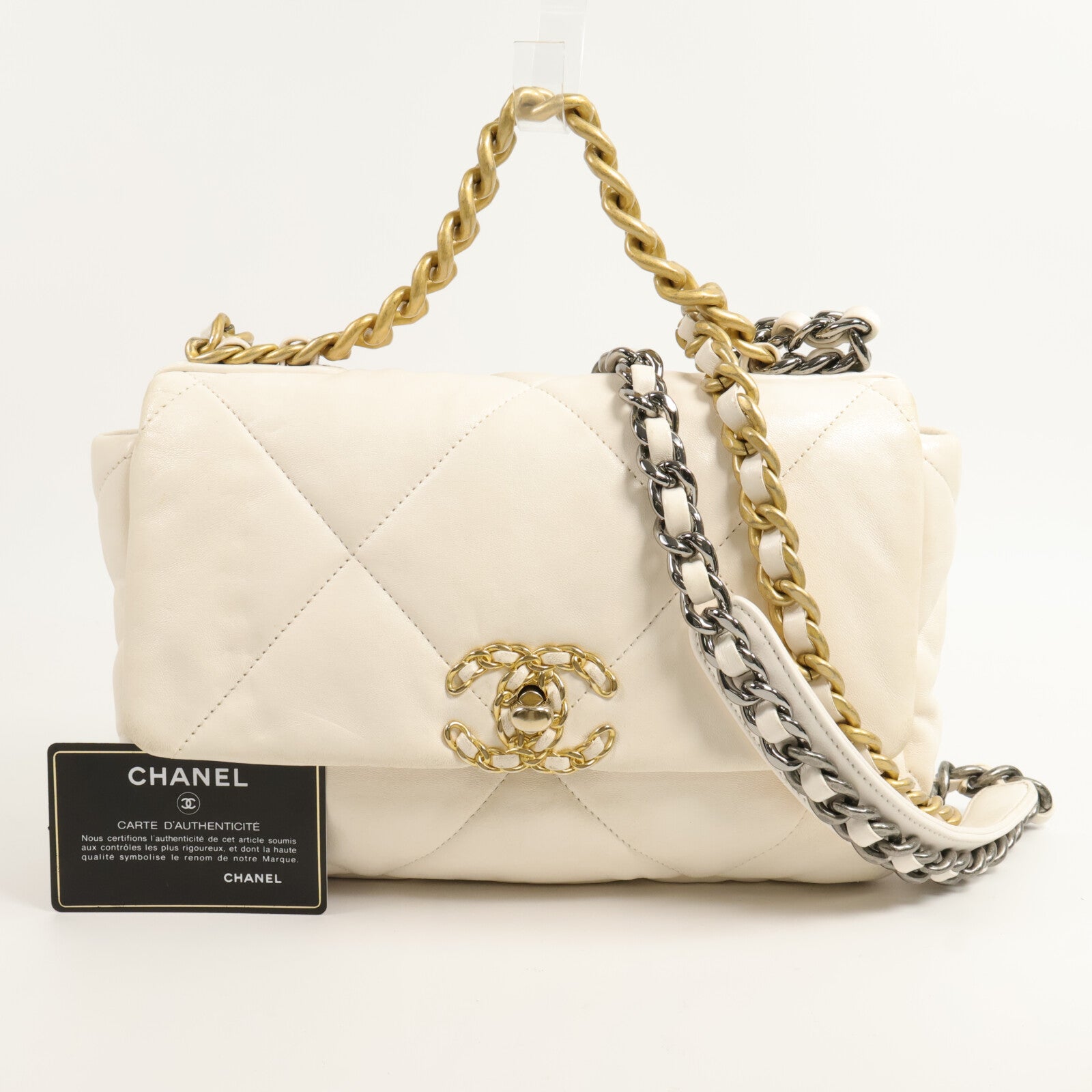 CHANEL 羊皮皮革C19 Small手挽肩背兩用袋