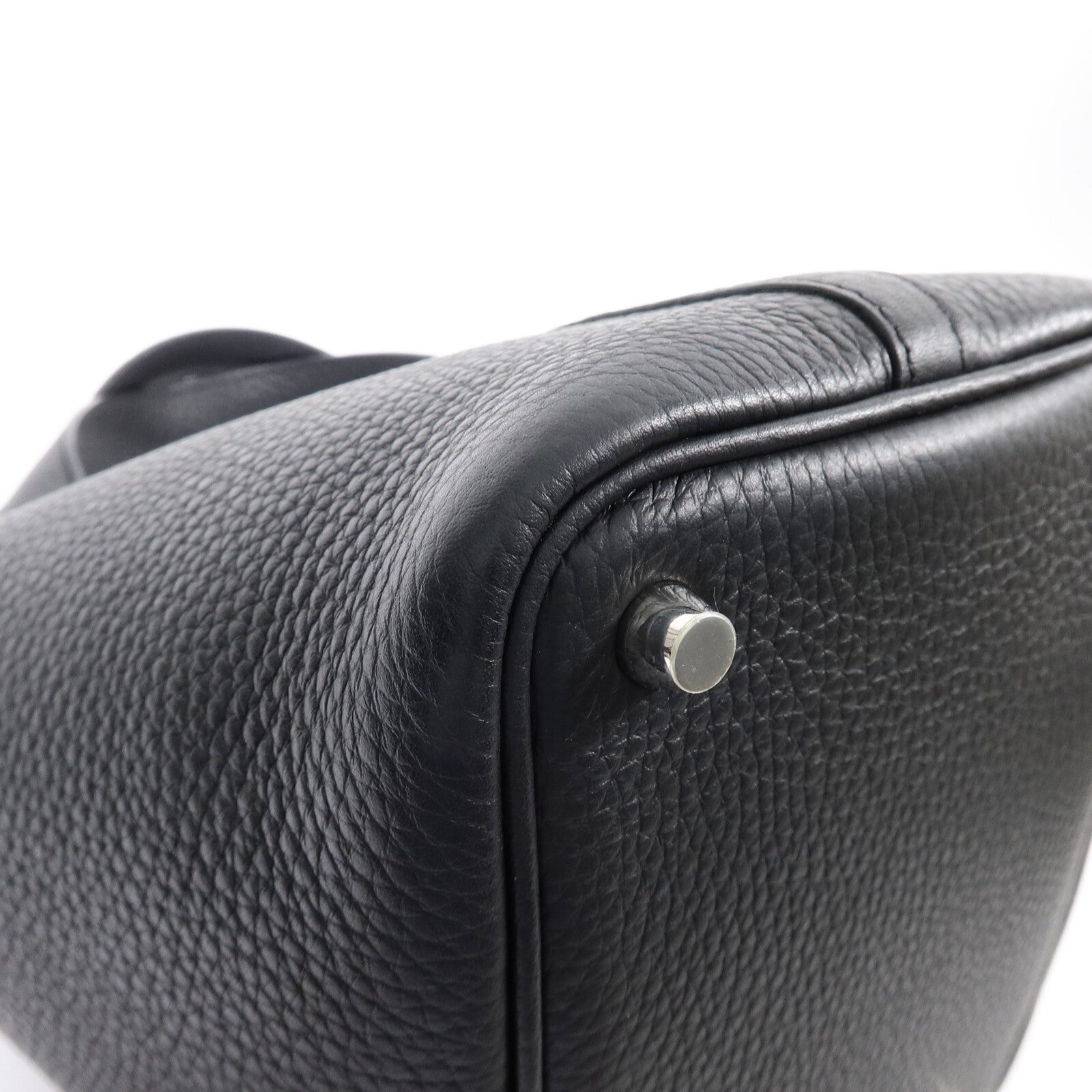HERMES Clemence皮革Picotin PM手挽袋Noir