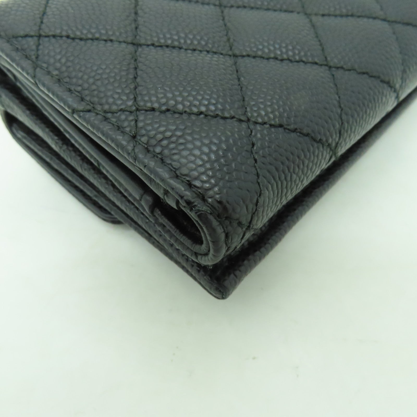 CHANEL 菱格Caviar皮革Boy Chanel Wallet金扣錢包黒色
