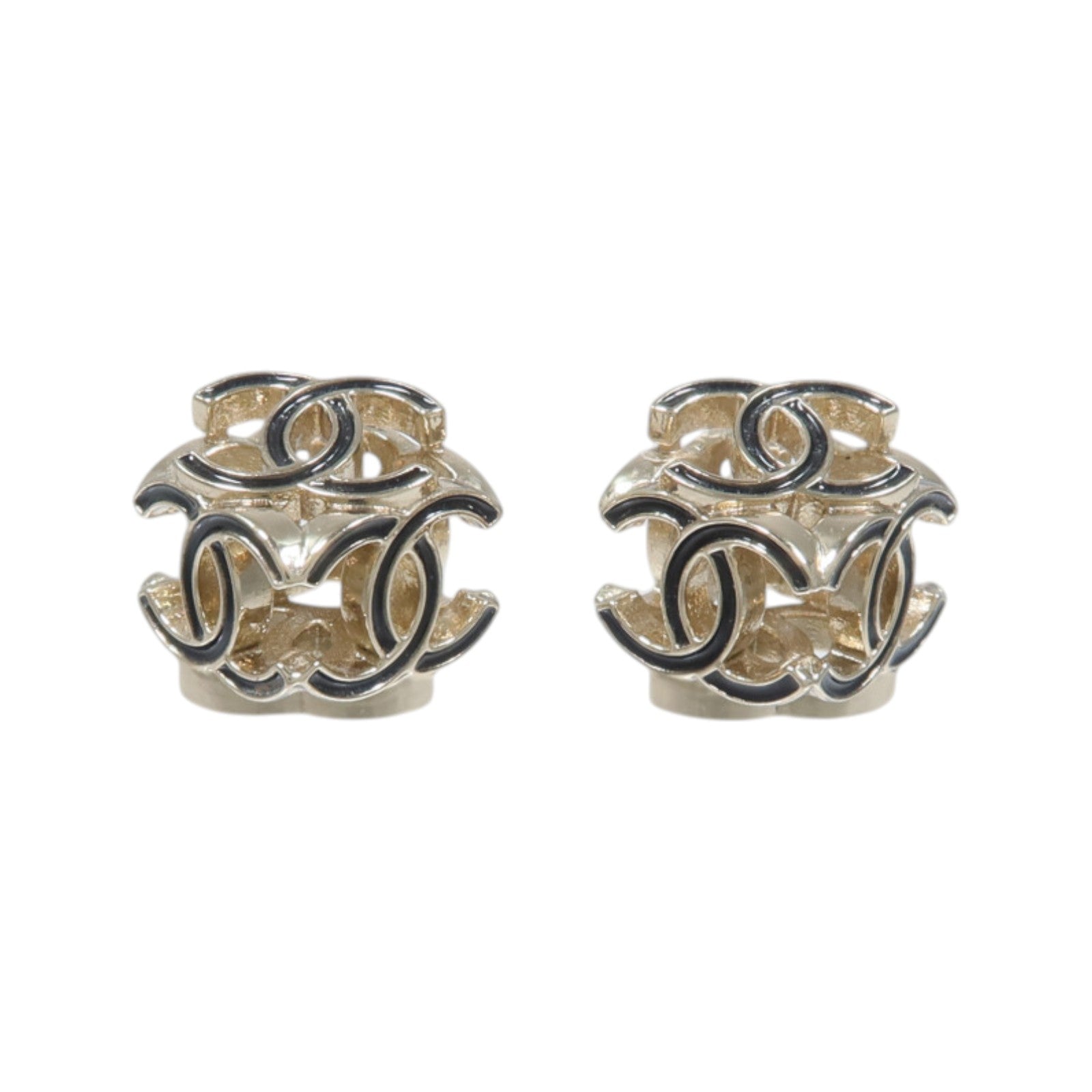 CHANEL 金屬CC Logo Cube耳環