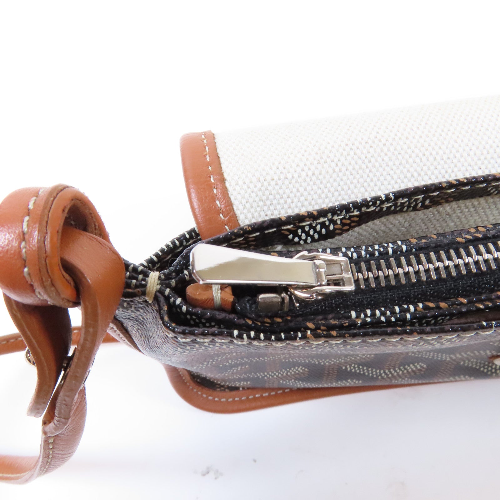 GOYARD 塗層帆布Plumet銀扣肩背袋肩背袋/啡色