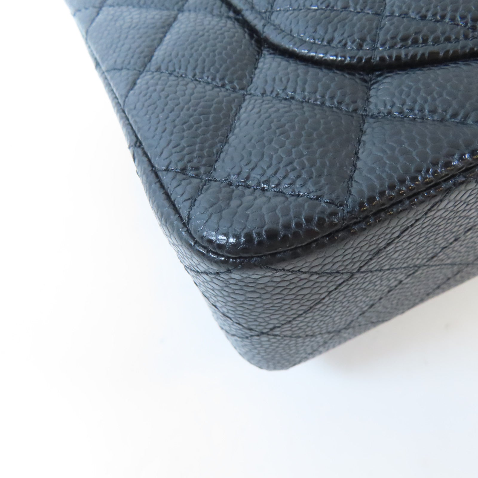 CHANEL 菱格牛皮皮革Classic 23銀扣鏈帶肩背袋黑色