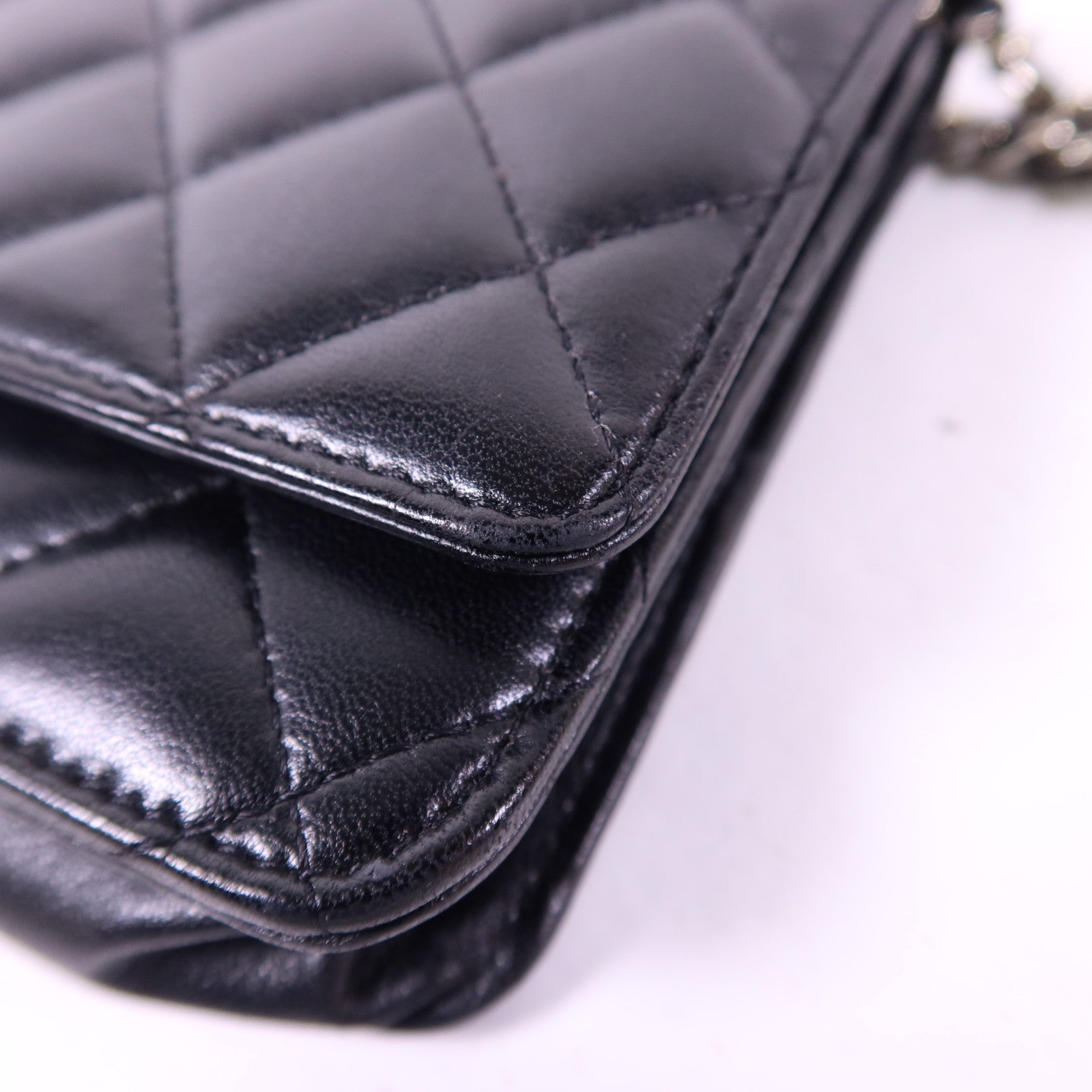 CHANEL 羊皮皮革WOC Wallet On Chain銀扣鏈帶肩背袋