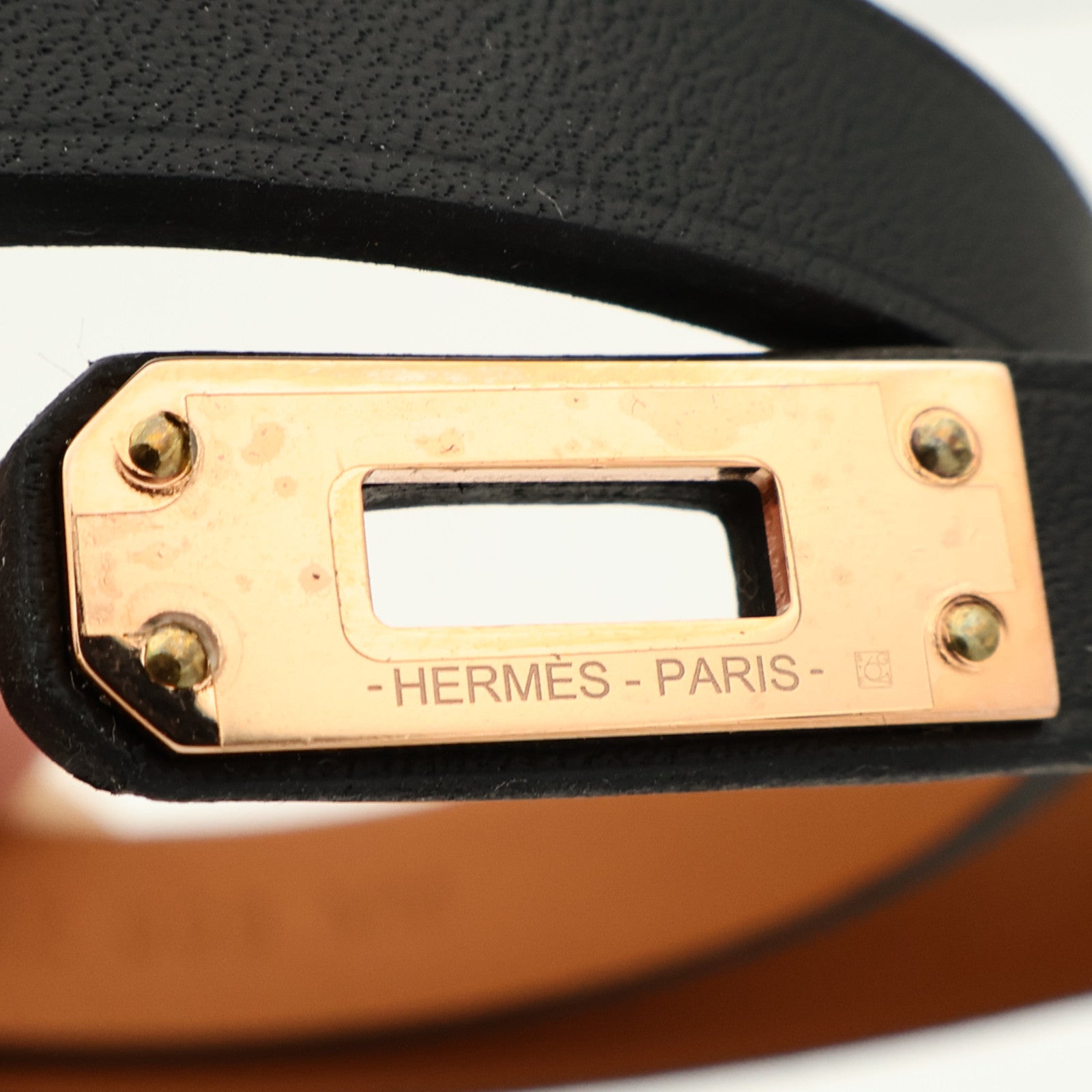 HERMES Swift皮革Mini Kelly Double Tour金扣手鏈Noir