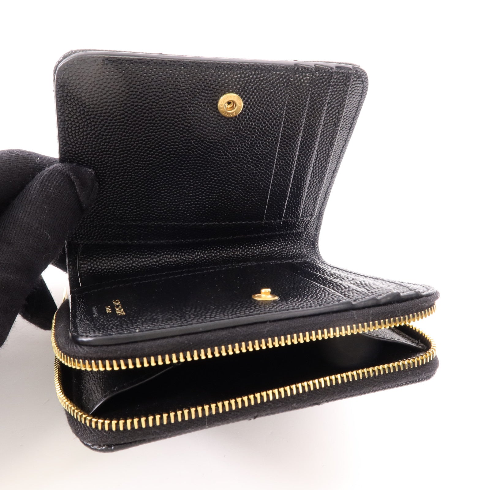 SAINT LAURENT 牛皮皮革Cassandre Matelasse Wallet金扣錢包